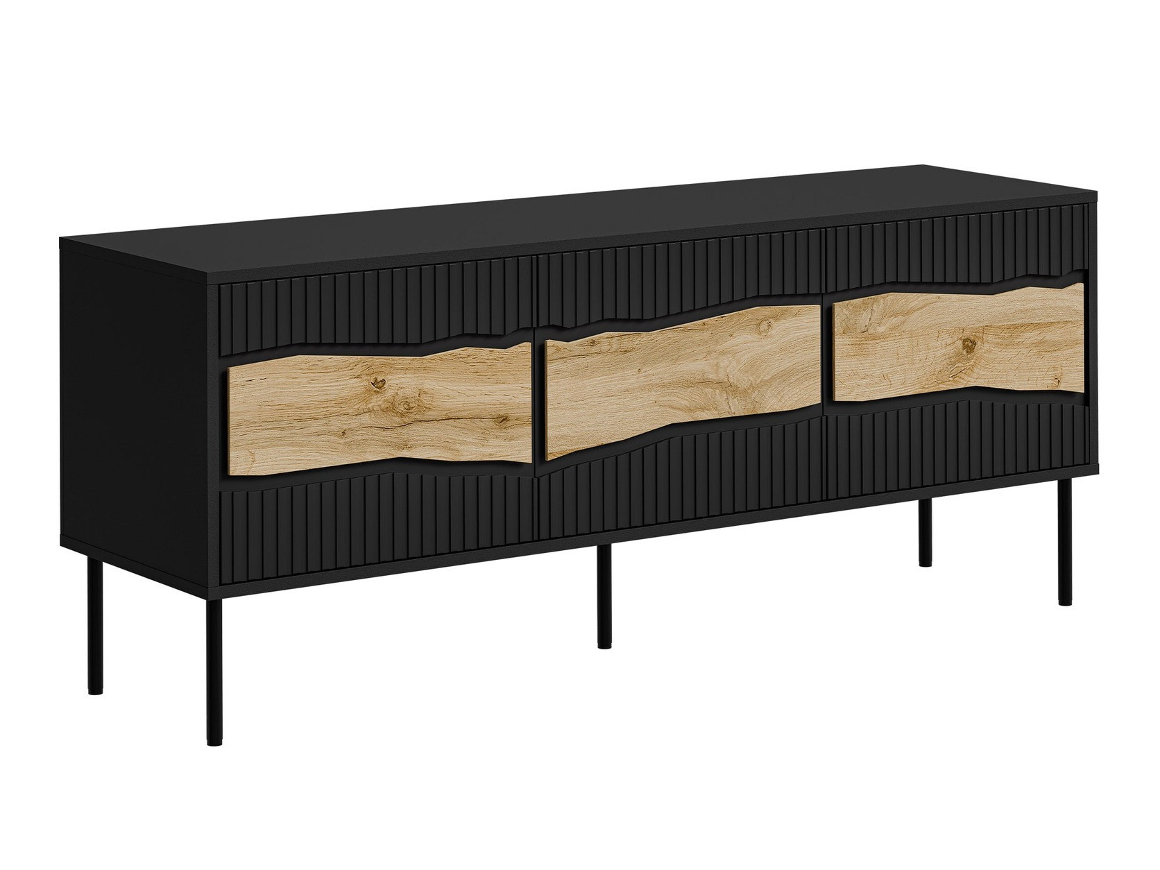 TV-állvány Monevare 103 (Fekete + Wotan tölgy)