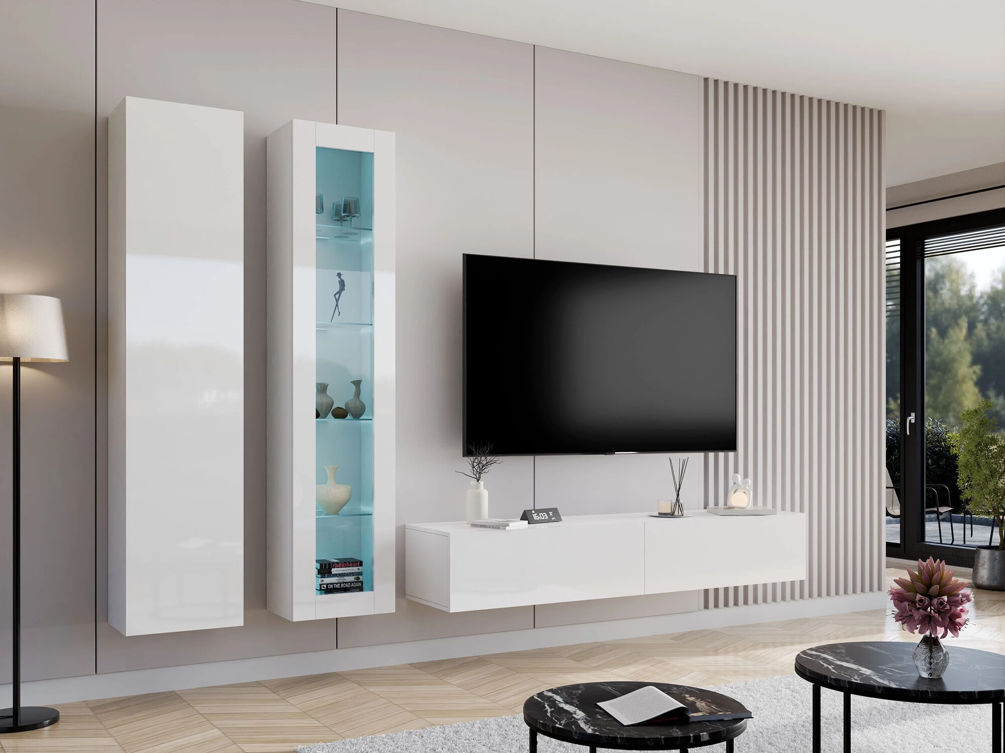 Fali polc Vilrin IV (Fehér + Fényes fehér)