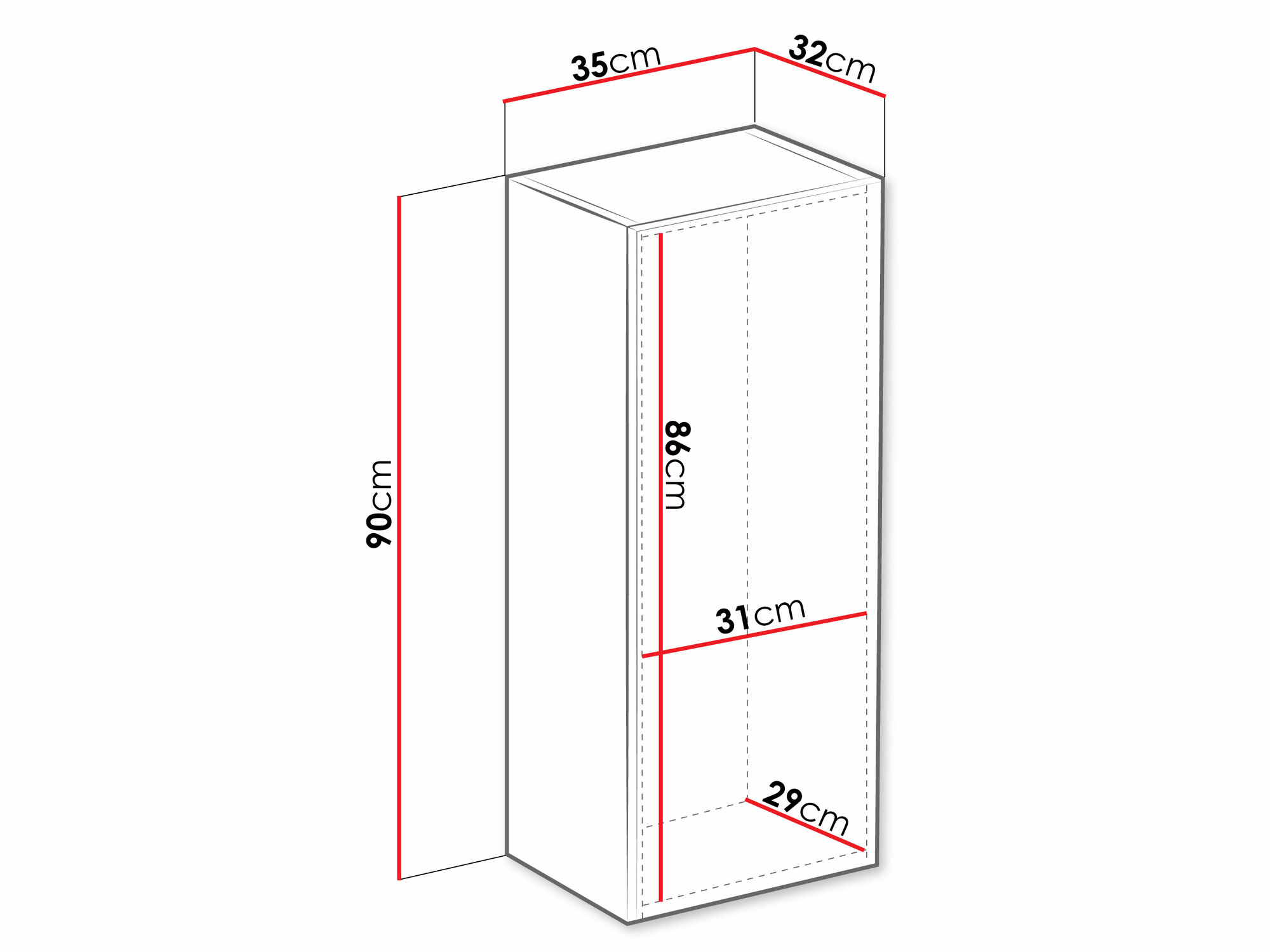 Fali szekrény Vilrin VI (Fehér + Fényes fehér)