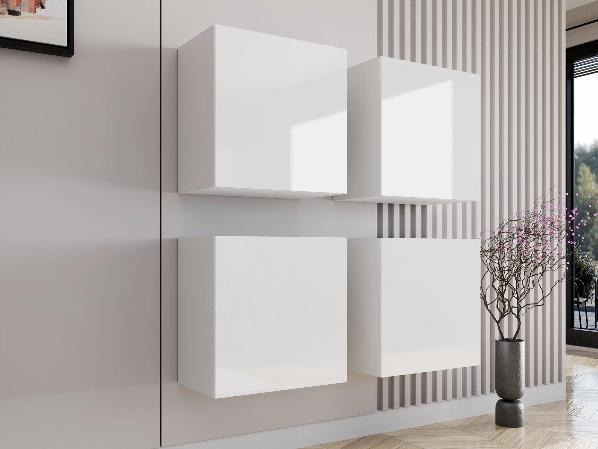 Konyhabútorok Venenou 143 (Fehér + Fényes fehér)