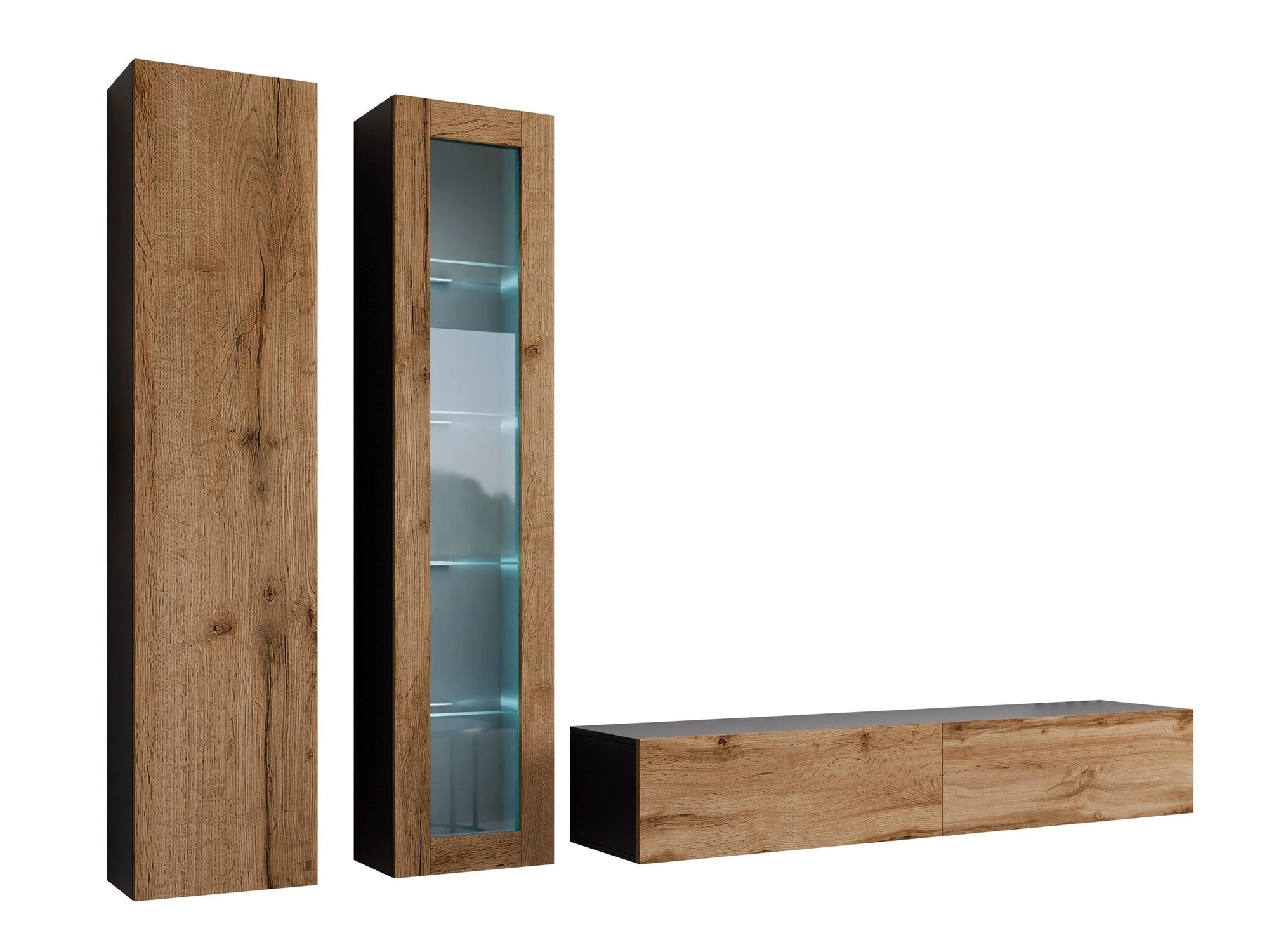 Nappali szett Venenou 102 (Fekete + Wotan tölgy)