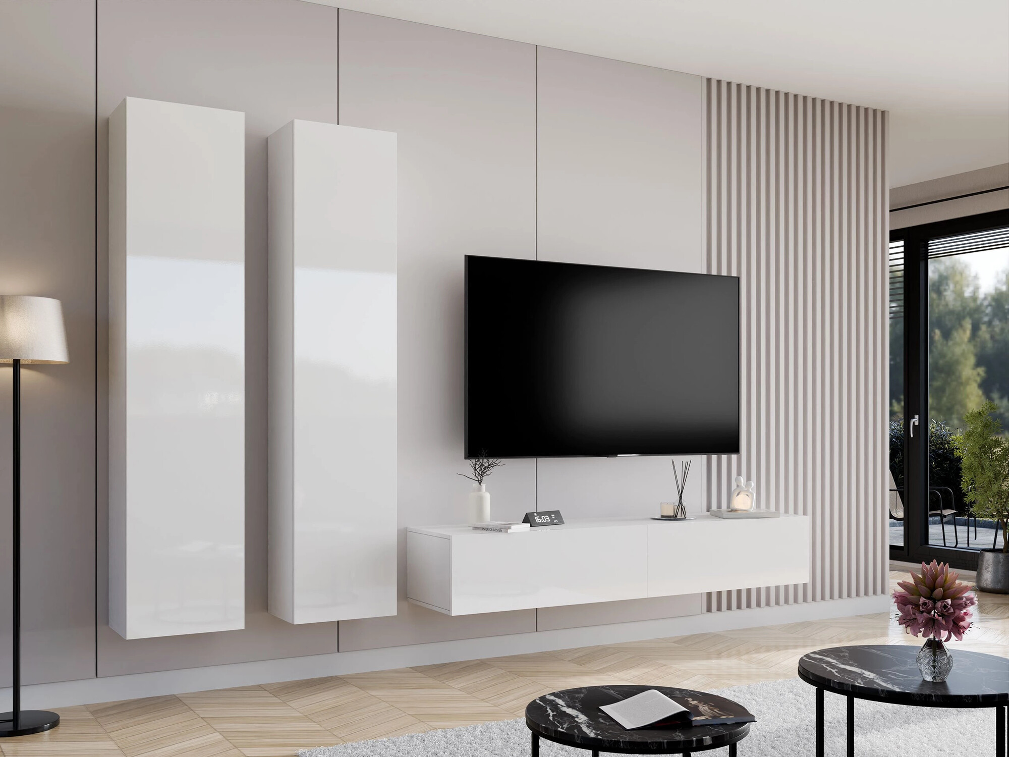 Nappali szett Venenou 103 (Fehér + Fényes fehér)