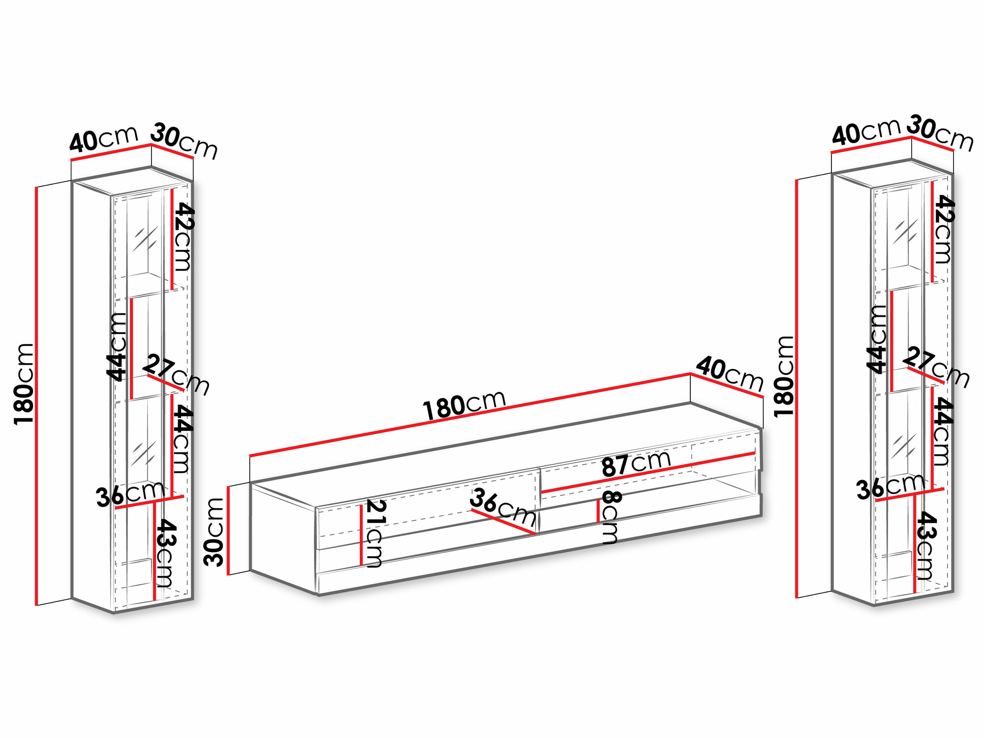 Nappali szett Venenou 112 (Fehér + Fényes fehér)