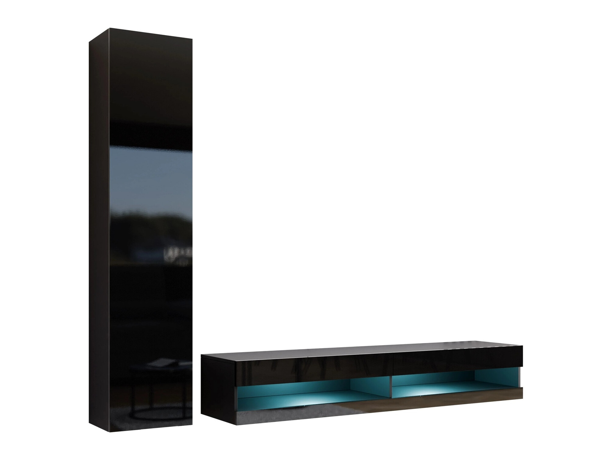 Nappali szett Venenou 114 (Fekete + Fényes fekete)