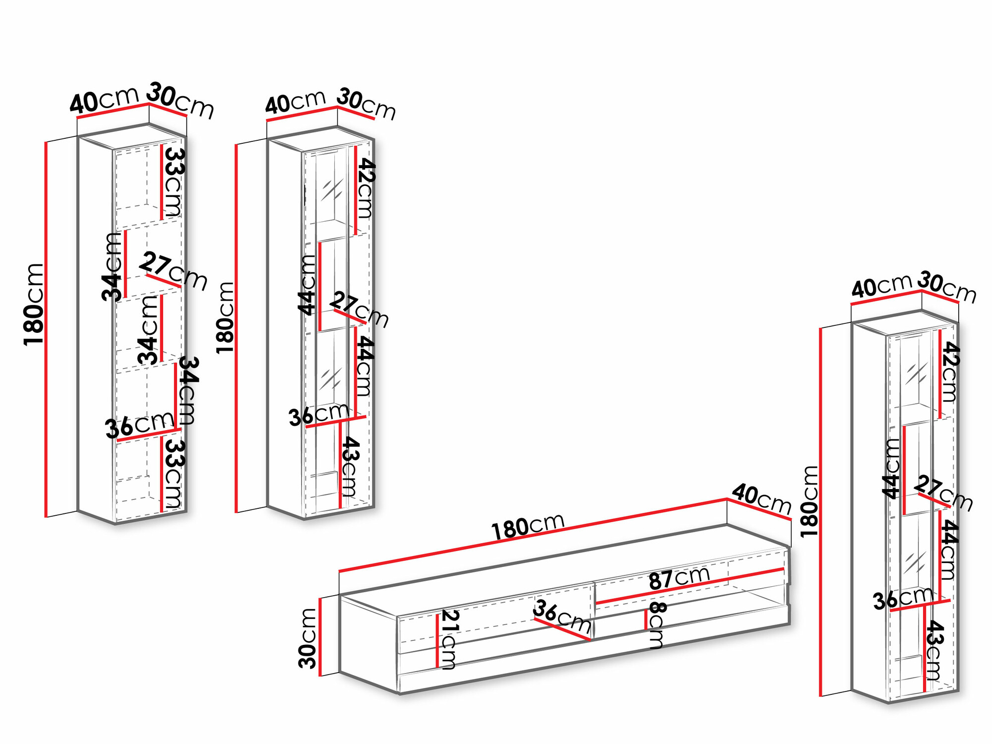 Nappali szett Venenou 116 (Fehér + Fényes fehér)
