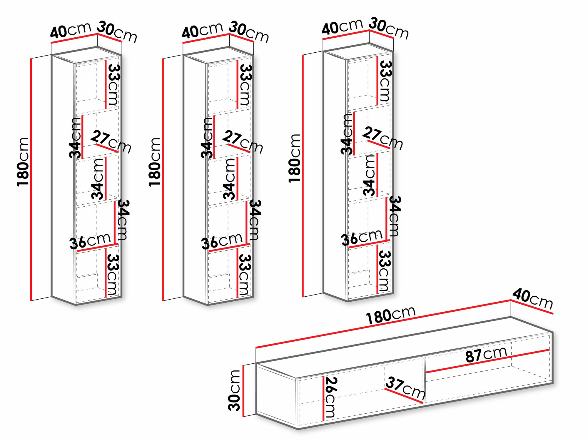 Nappali szett Vilrin (Fehér + Fényes fehér)