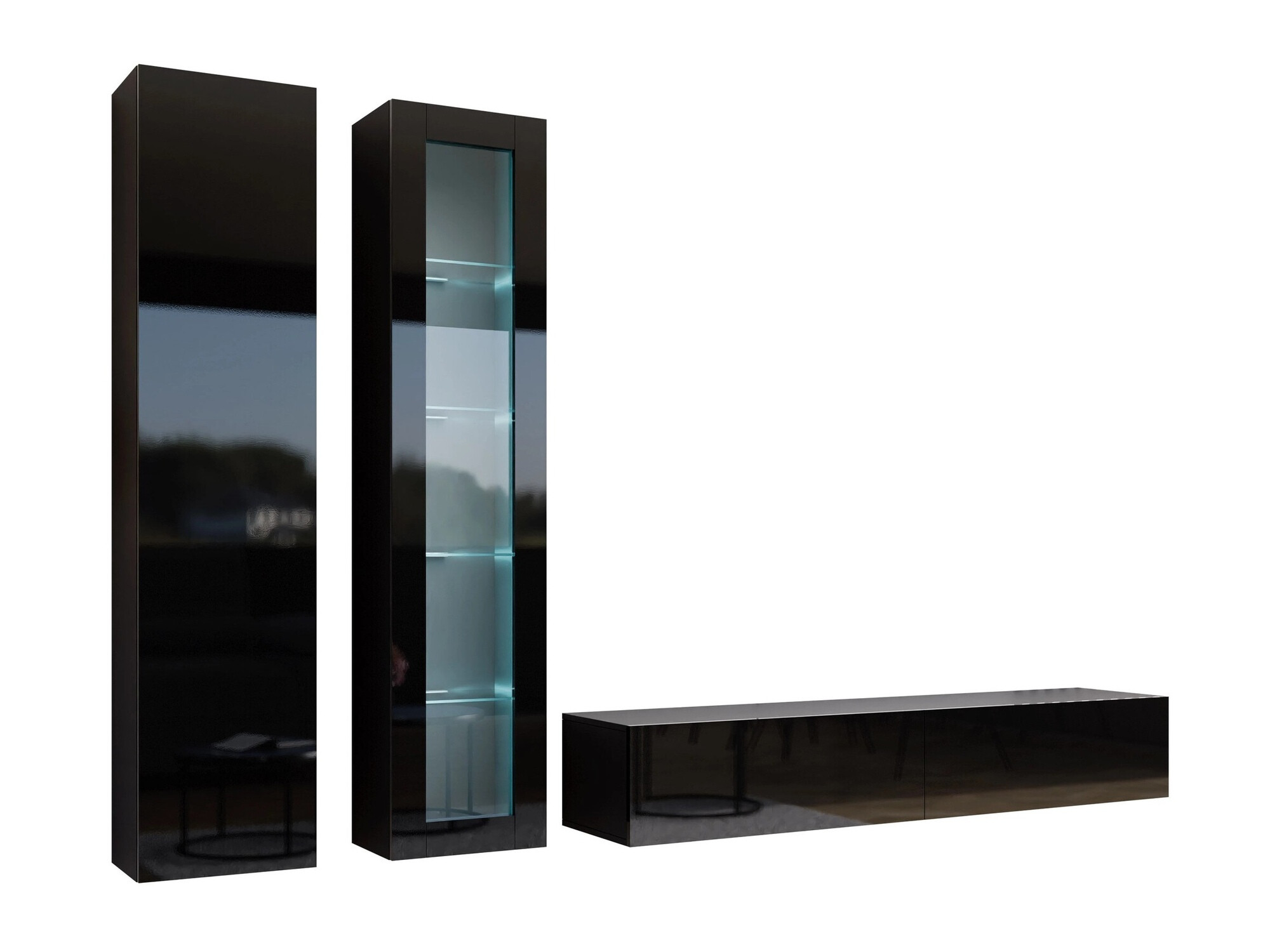 Nappali szett Vilrin I (Fekete + Fényes fekete)