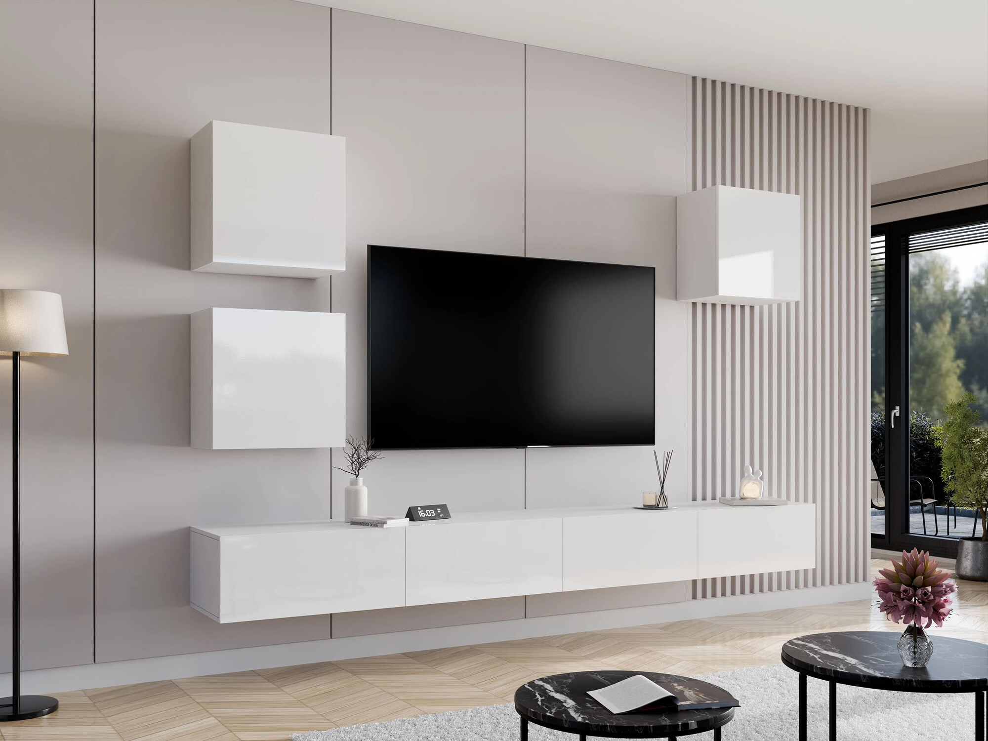 Nappali szett Vilrin III (Fehér + Fényes fehér)