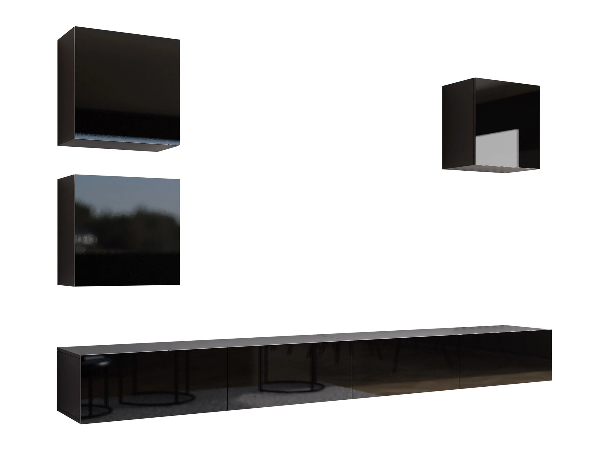 Nappali szett Vilrin III (Fekete + Fényes fekete)