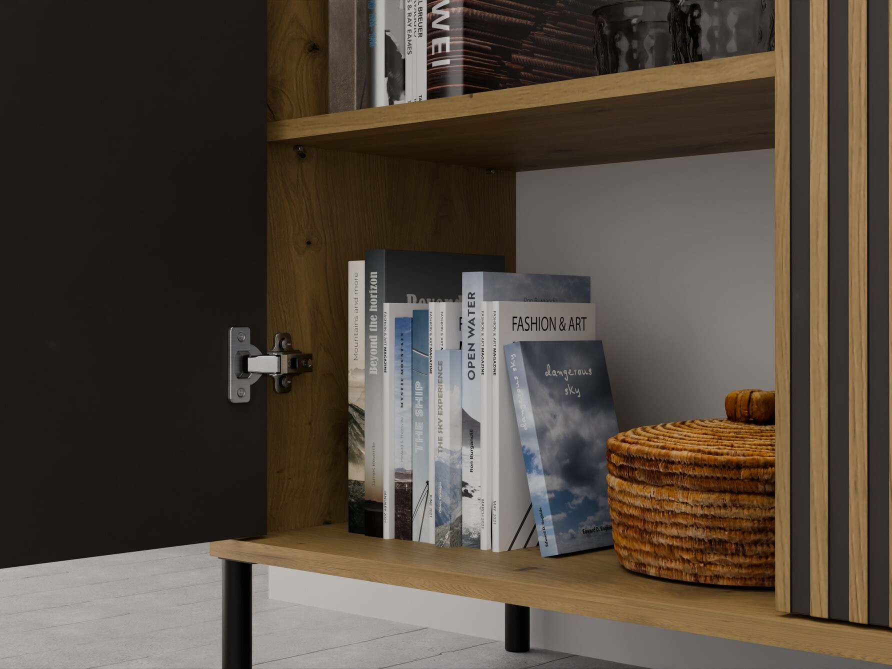 Szekrény Orlsone 108 (Fekete + Artisan tölgy)