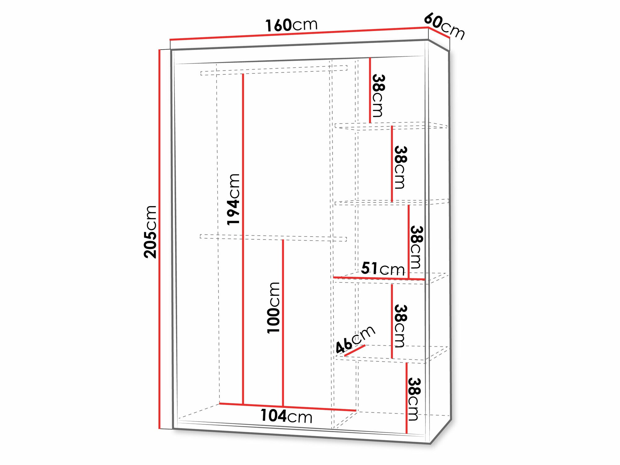 Gardróbszekrény Apopka 103 (Fehér)