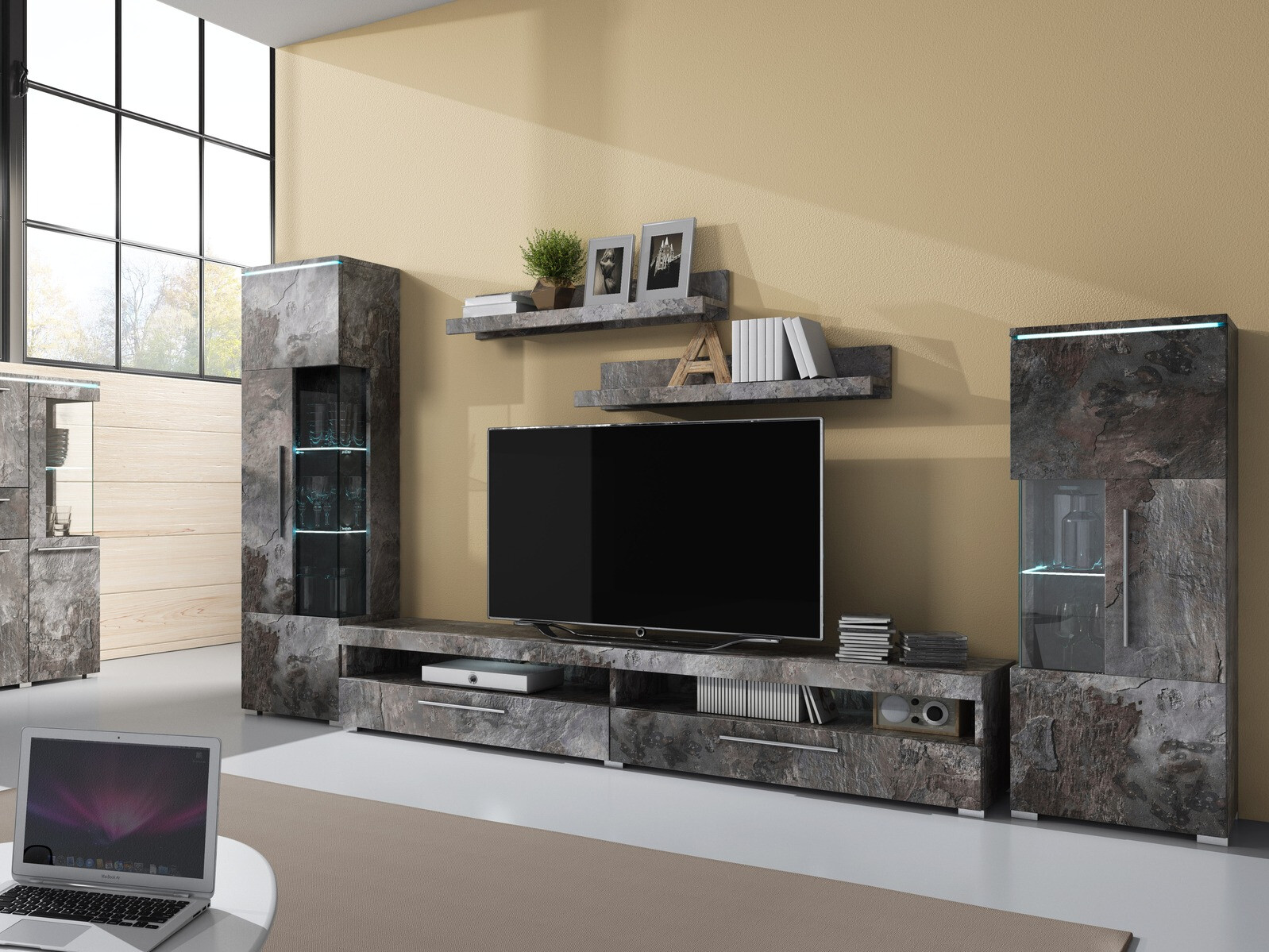 Függő polc szettek Torvire 105 (Sötét beton)