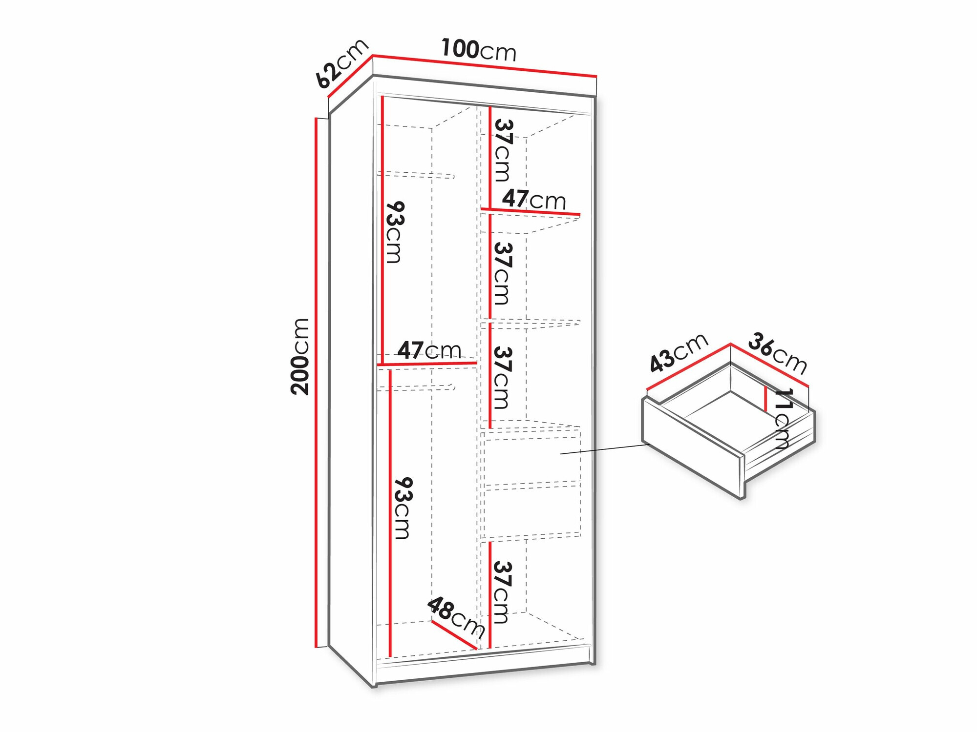 Gardróbszekrény Hartford 505 (Fekete)