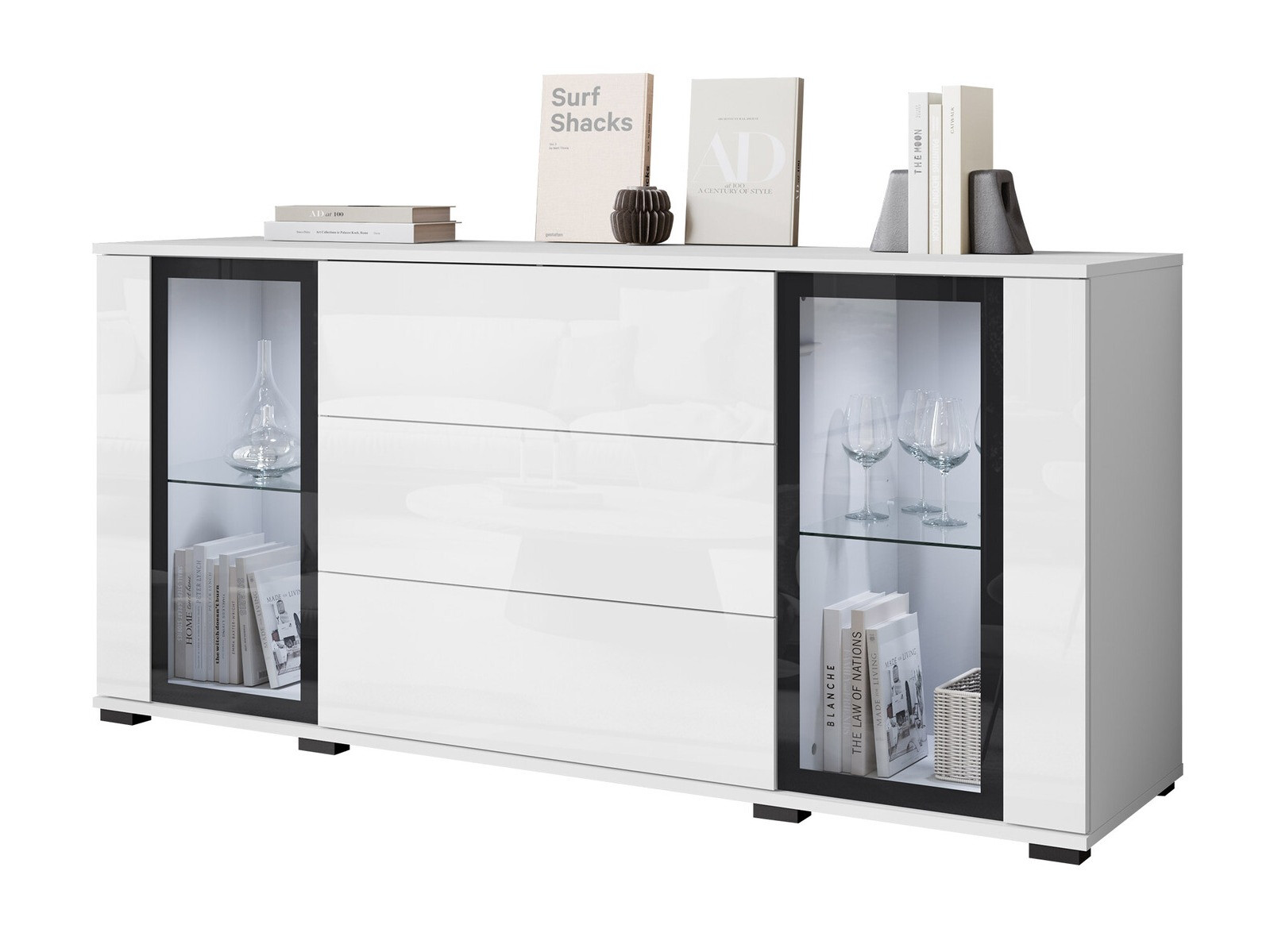 Komód Torcame 101 (Fehér + Fényes fehér)