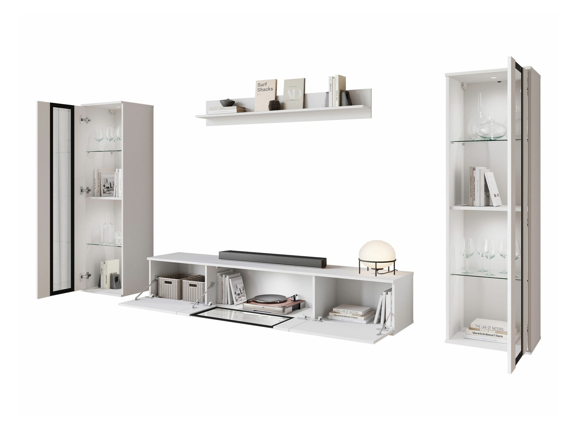 Nappali szett Torcame 103 (Fehér + Fényes fehér)