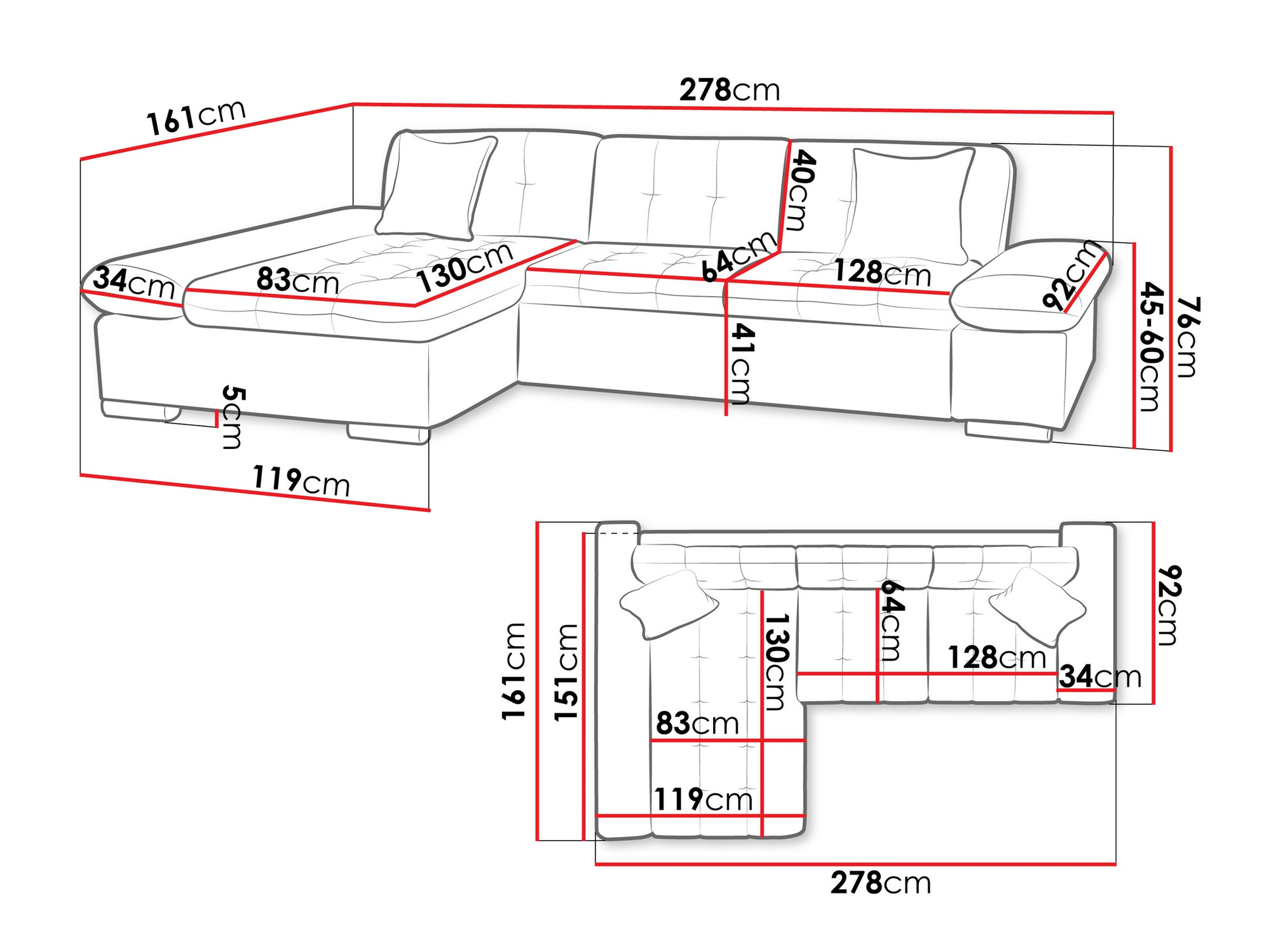 Sarokkanapé Comfivo 219 (Lux 06 + Lux 05)