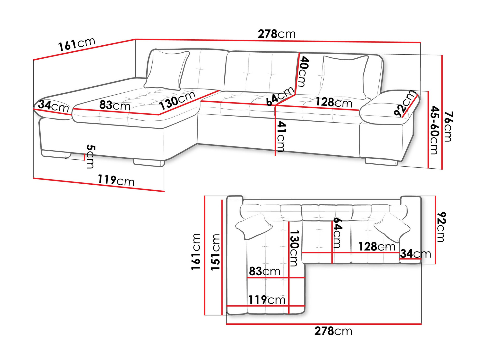Sarokkanapé Comfivo 219 (Lux 06 + Lux 05)