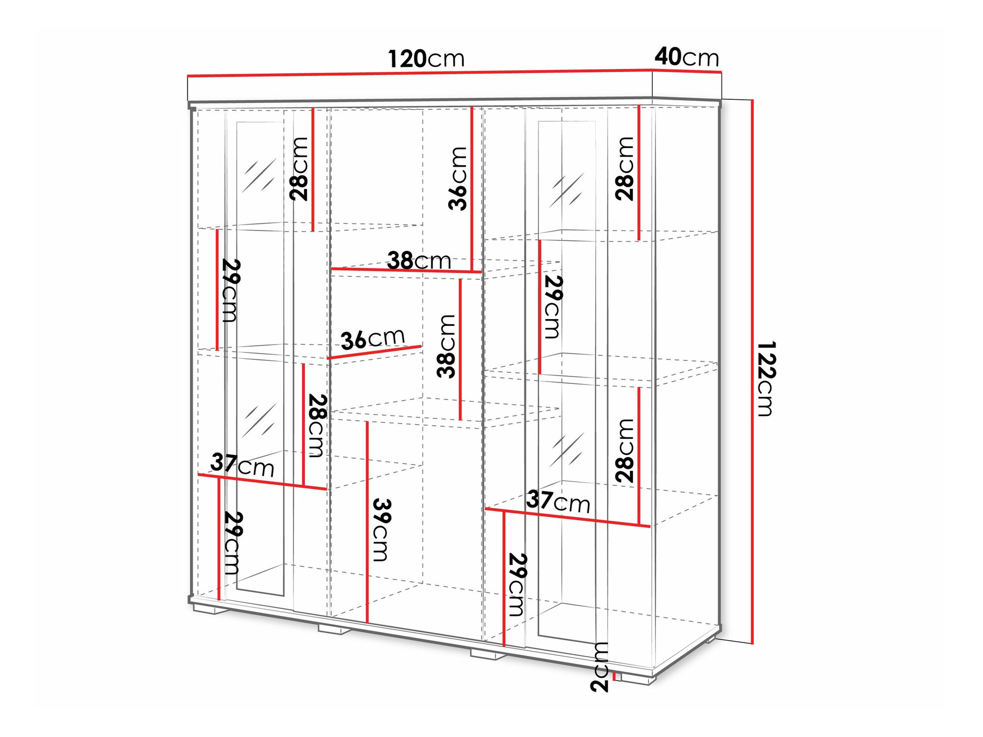 Szekrény Torcame 100 (Fehér + Fényes fehér)