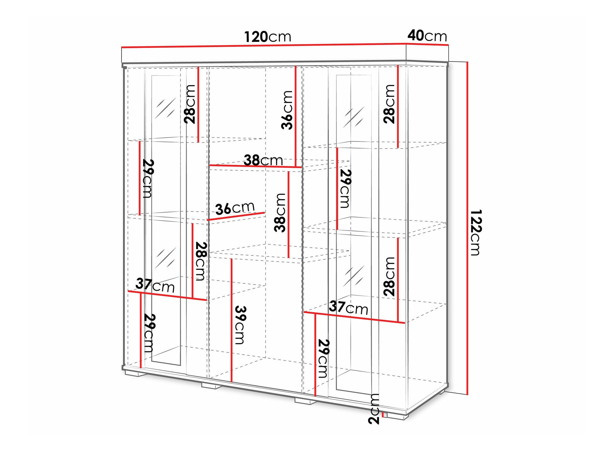 Szekrény Torcame 100 (Fehér + Fényes fehér)
