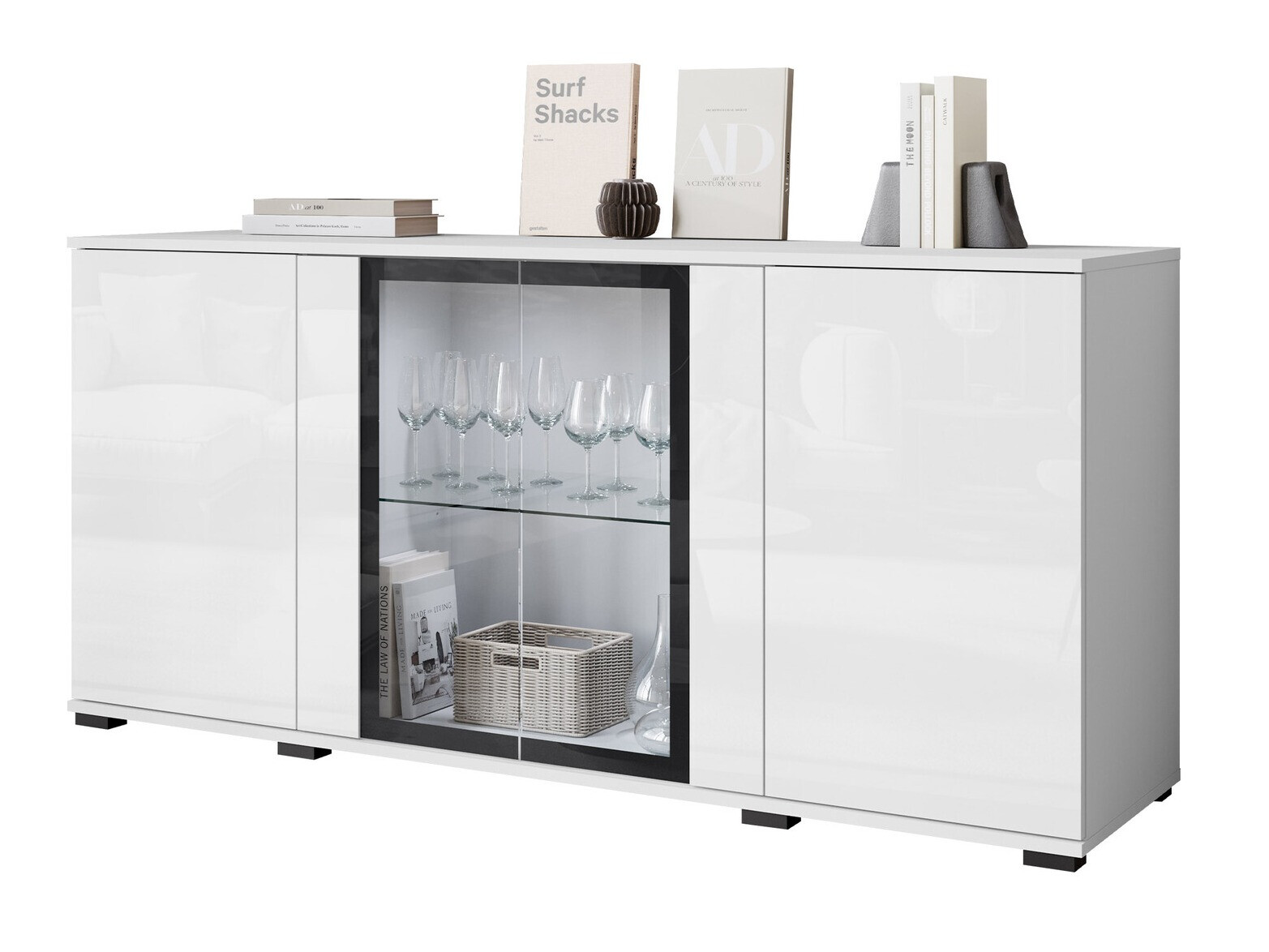 Szekrény Torcame 102 (Fehér + Fényes fehér)