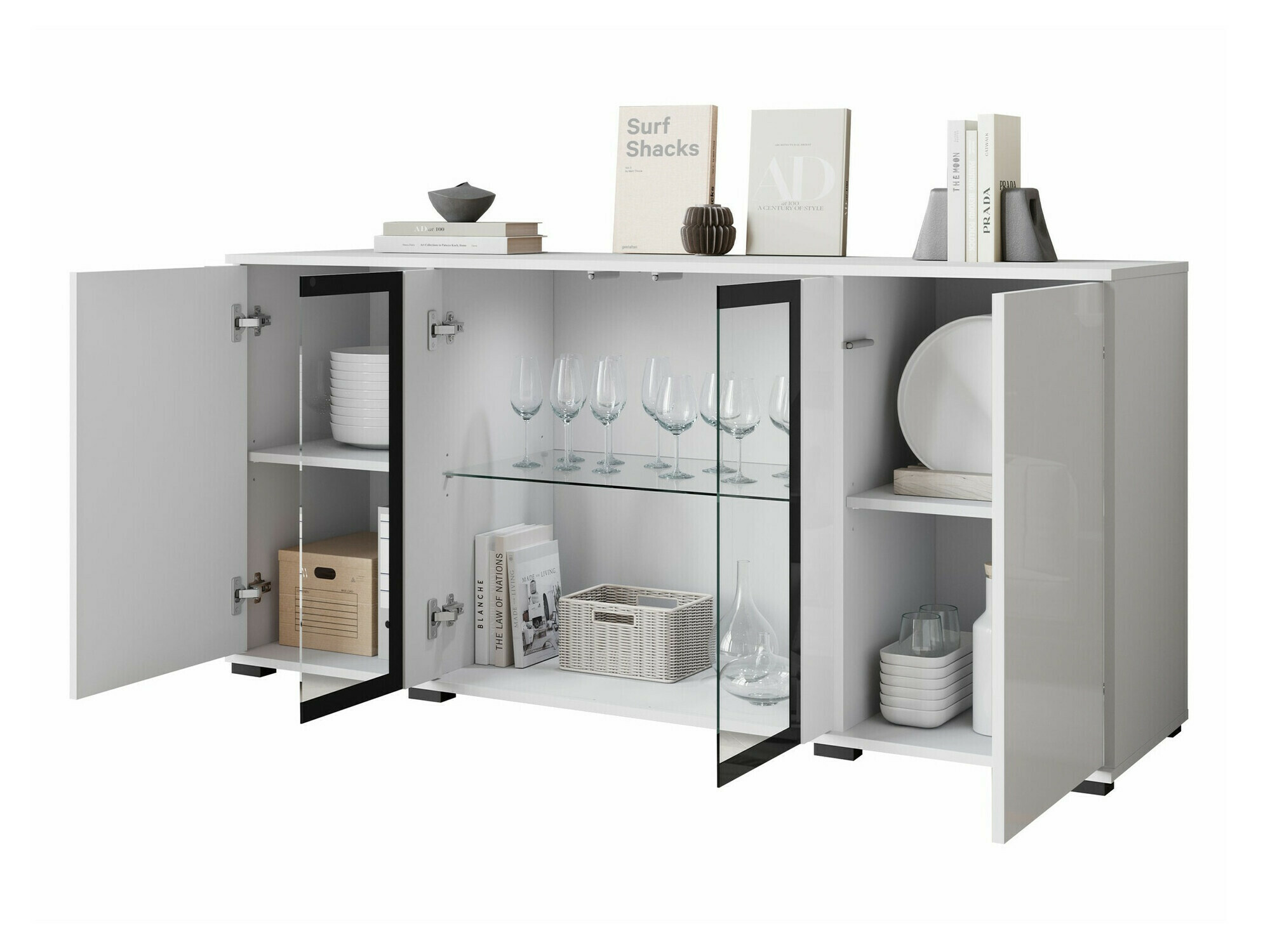 Szekrény Torcame 102 (Wotan tölgy + Fényes fehér)