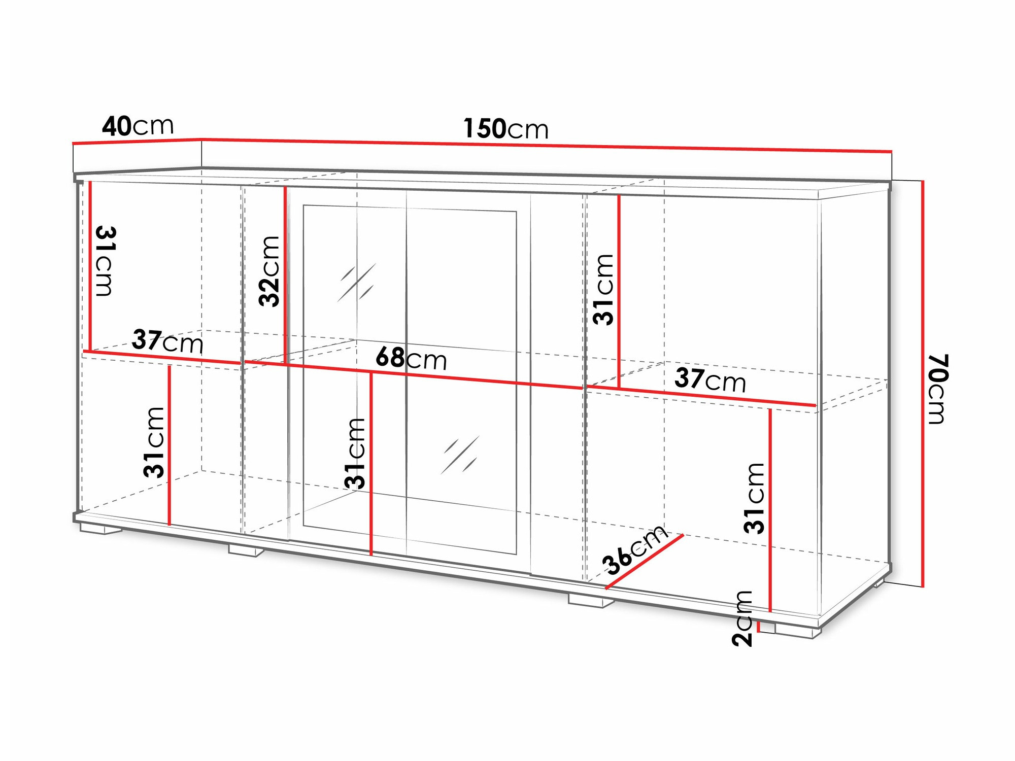Szekrény Torcame 102 (Wotan tölgy + Fényes fehér)