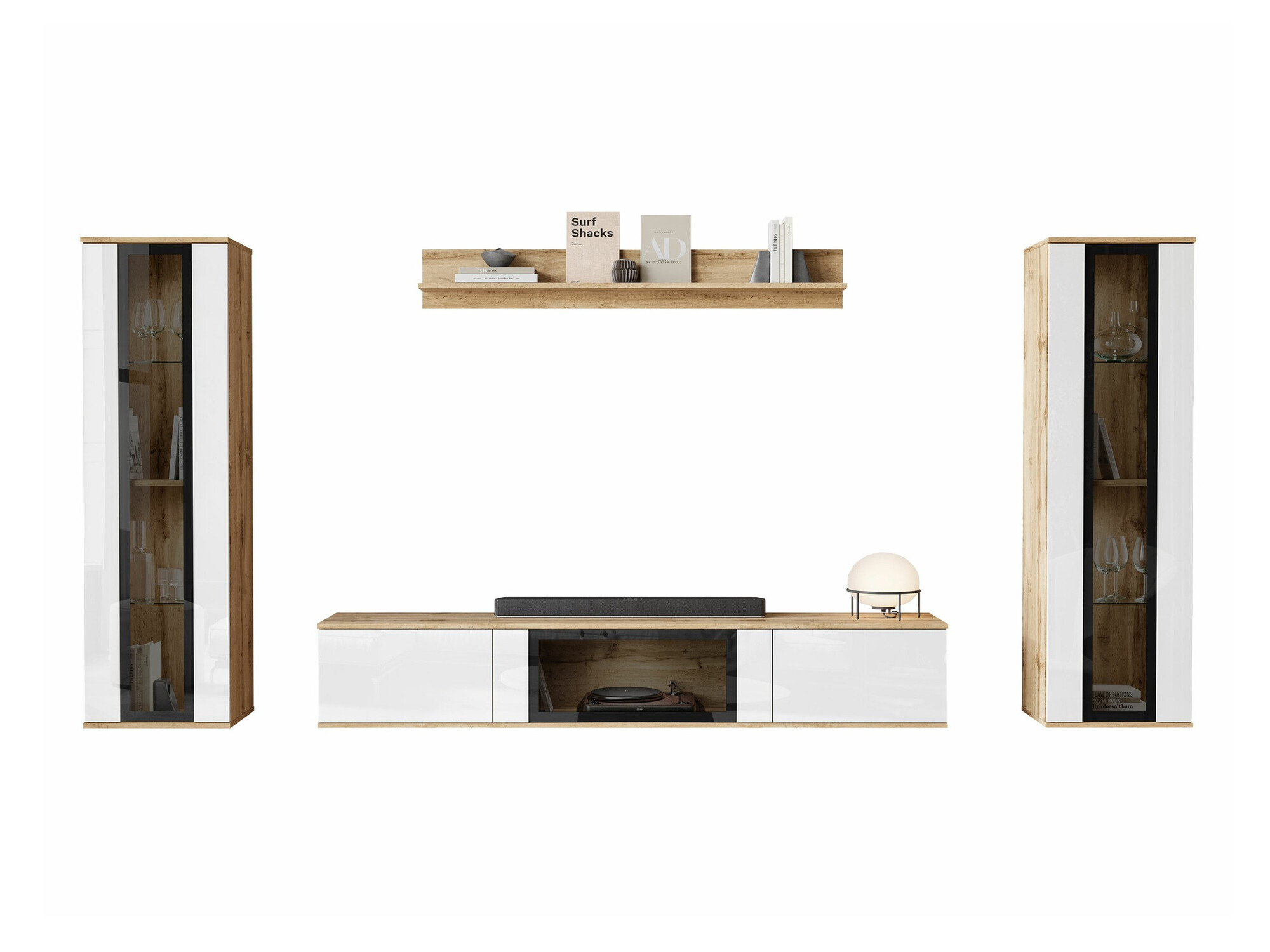 Nappali szett Torcame 103 (Wotan tölgy + Fényes fehér)