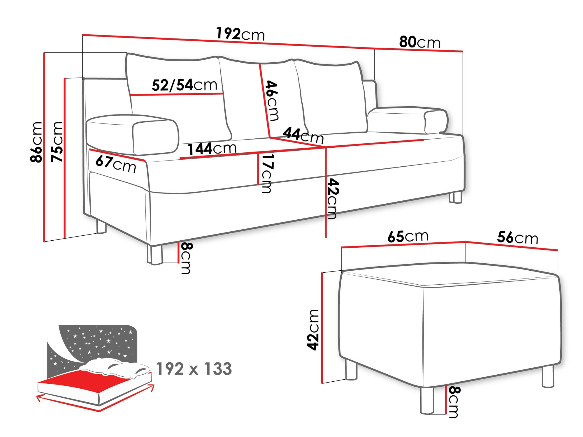 Kárpitozott bútorok Comfivo Artes (Alova 36 + Alova 07)