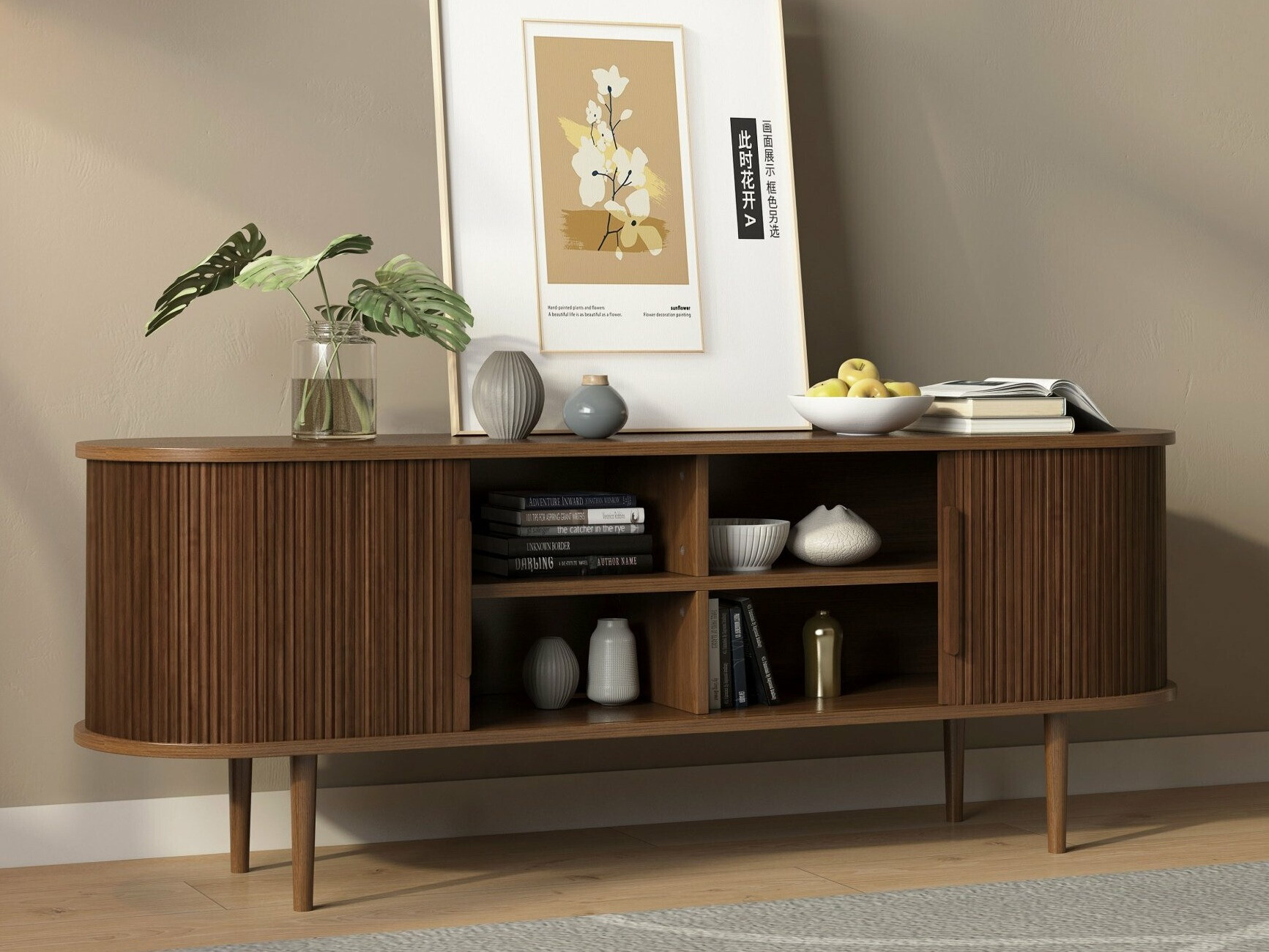 TV-állvány Burleson 434 (Dió)