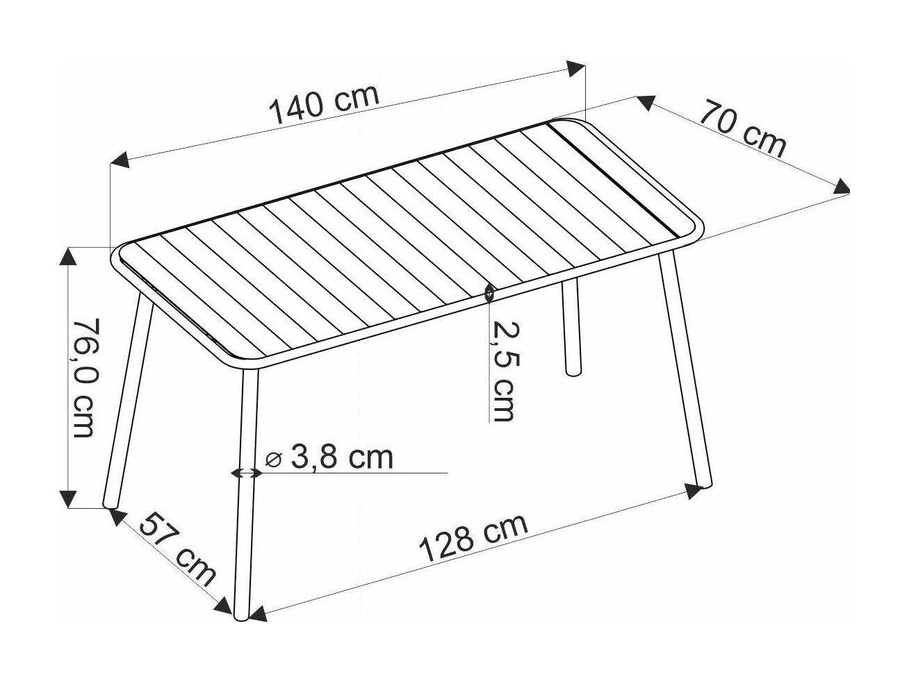 Kerti asztal Houston 1960 (Fekete)
