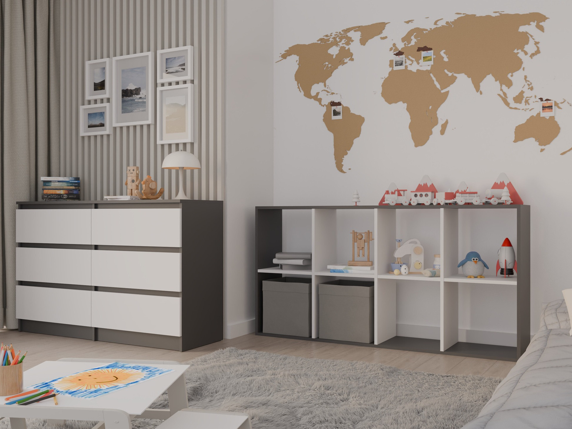 Könyvespolc Mandeville 288 (Fehér + Antracit)