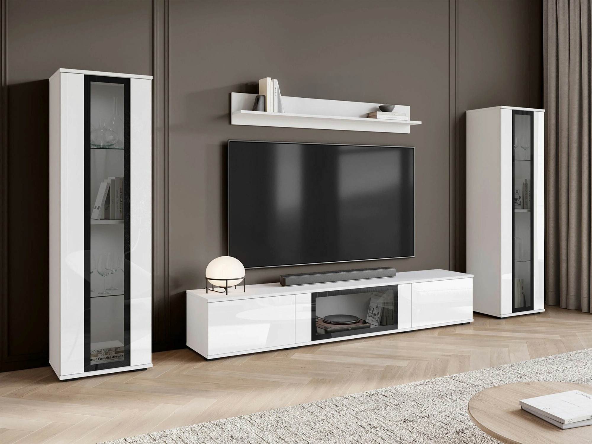 Nappali szett Torcame 103 (Fehér + Fényes fehér)