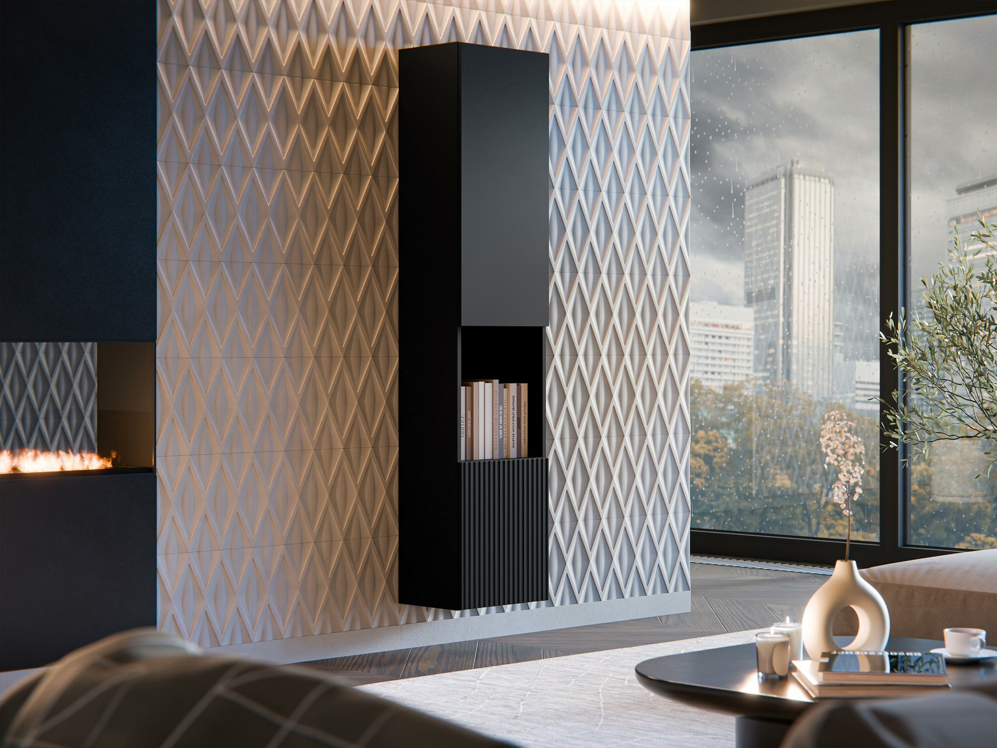 Fali polc Calveru 102 (Fekete)