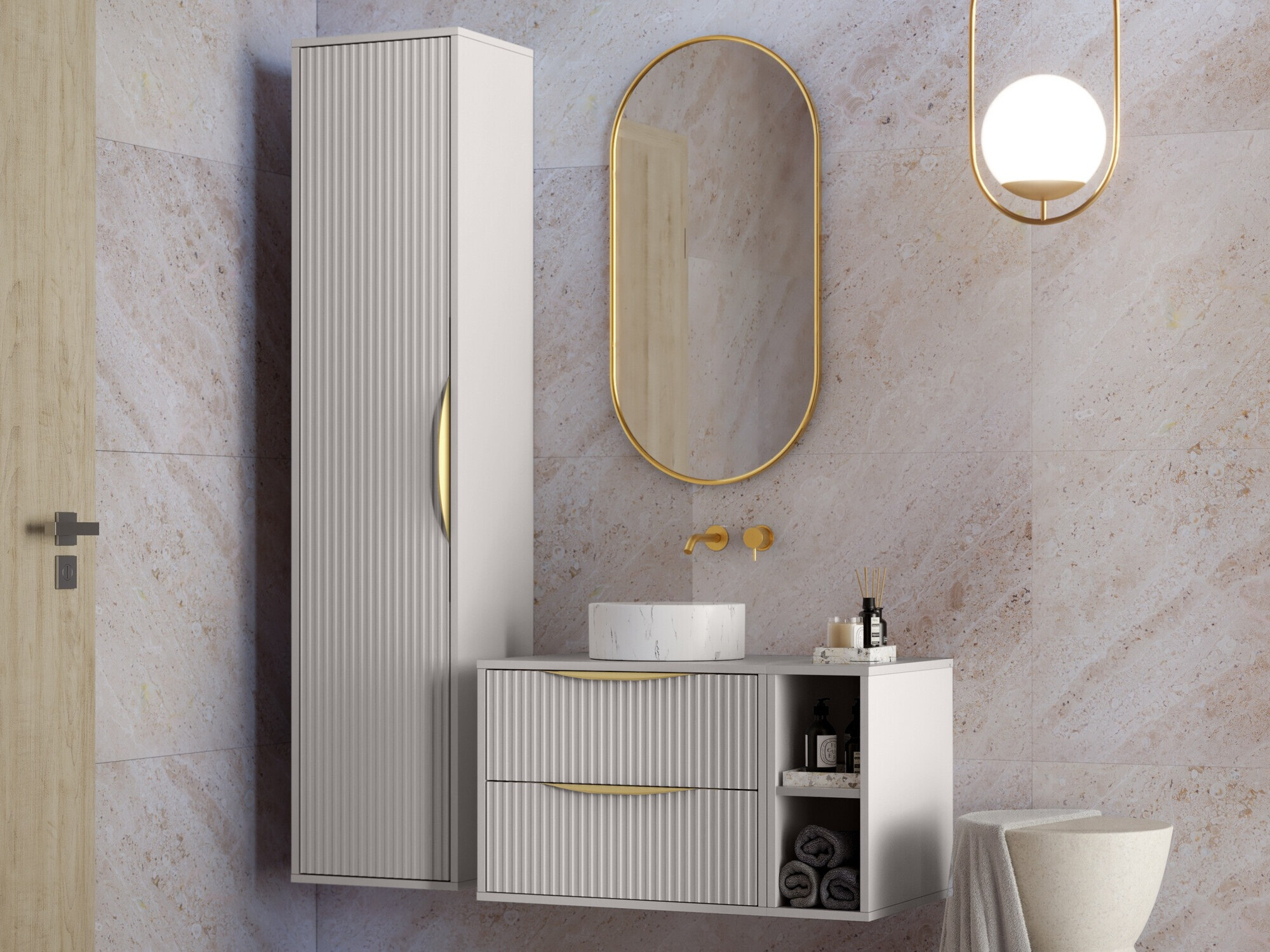 Fali szekrény mosdónak Burleson 162 (Kasmír)