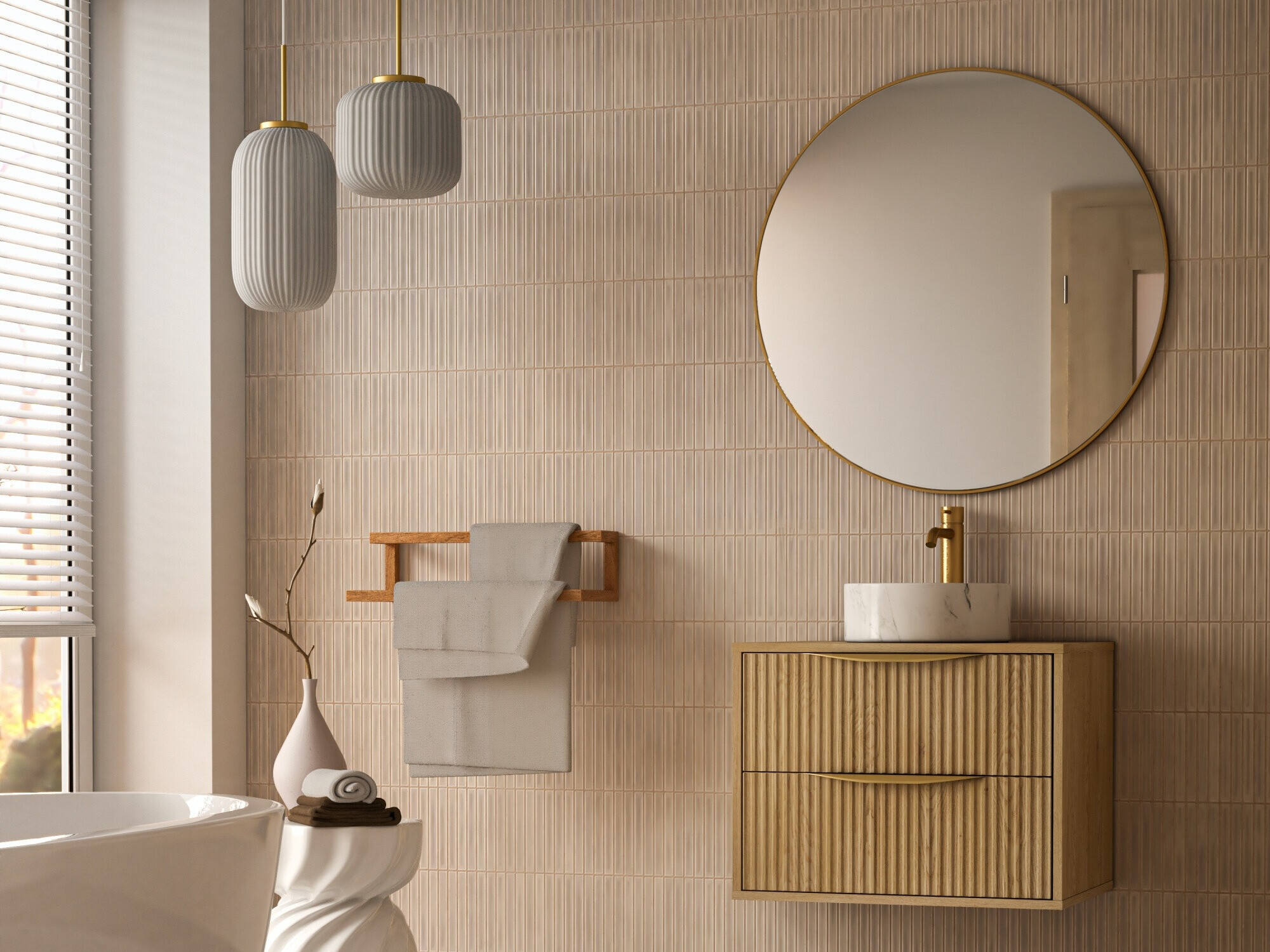 Fali szekrény mosdónak Burleson 162 (Tölgy)