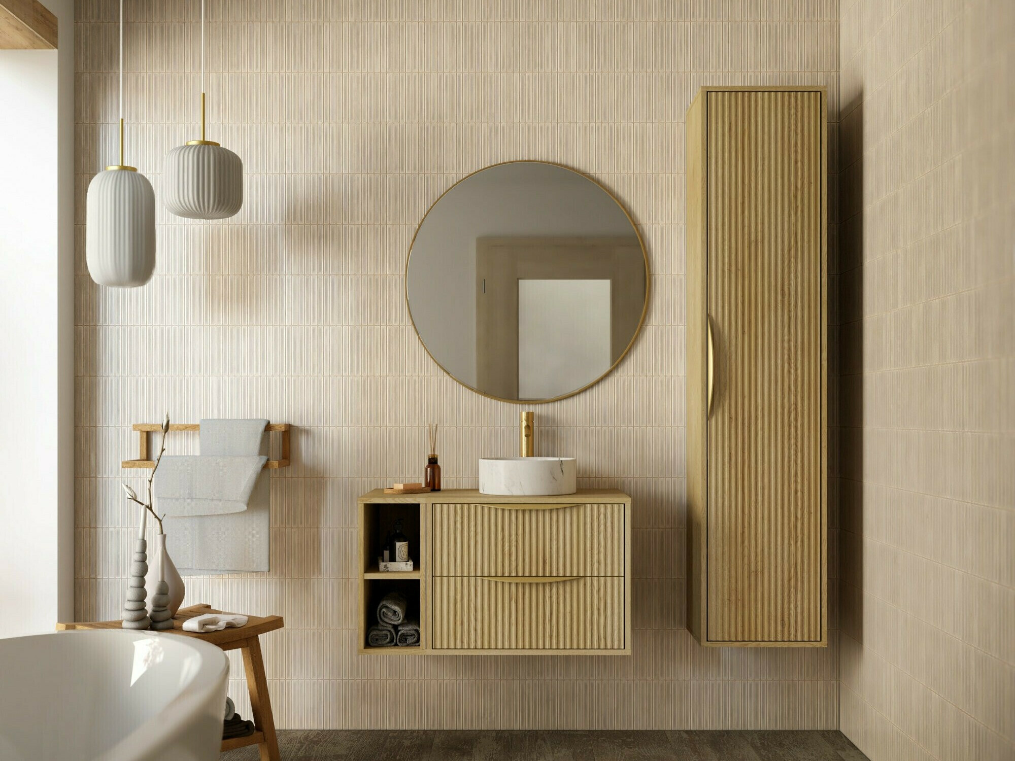 Fali szekrény mosdónak Burleson 162 (Tölgy)