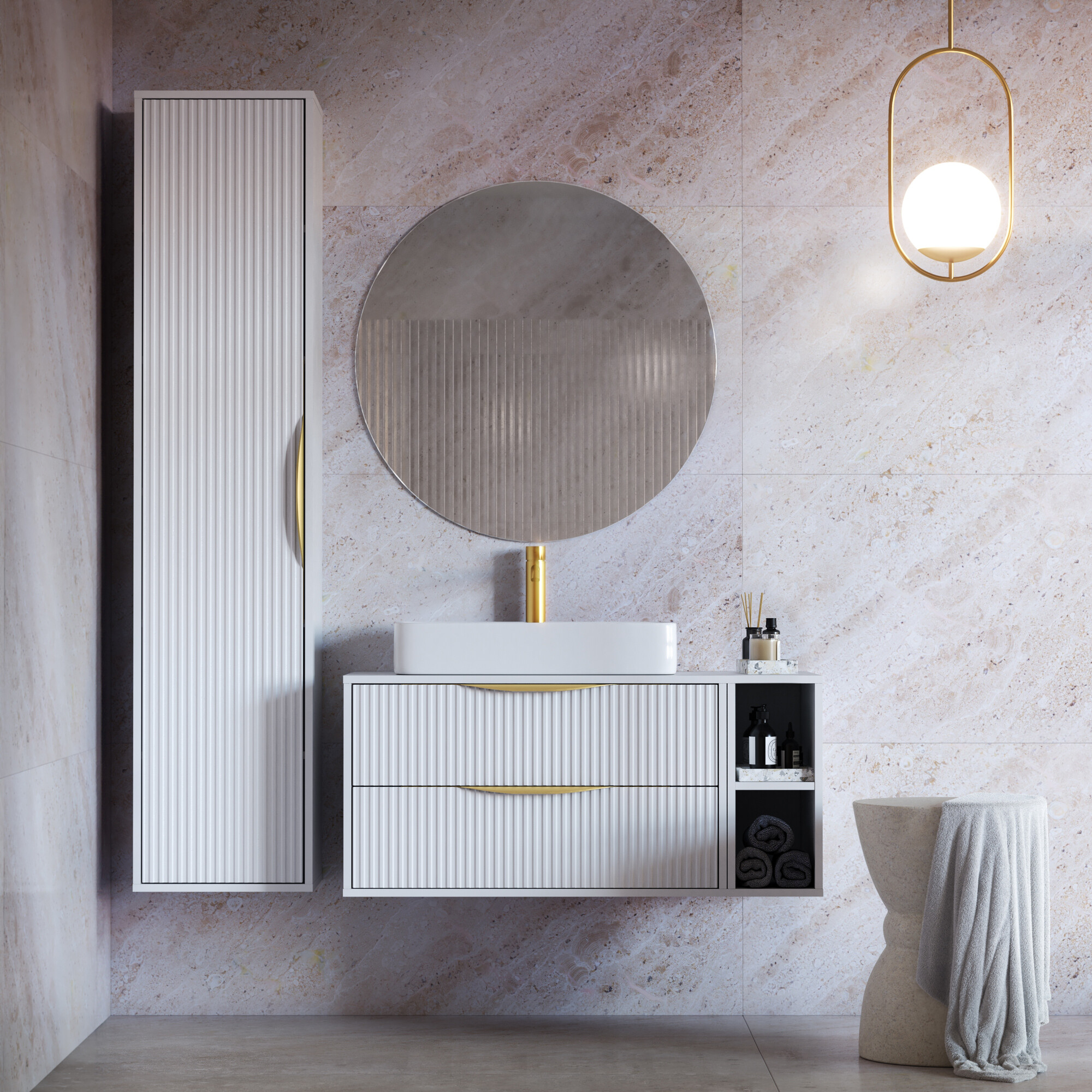 Fali szekrény mosdónak Burleson 163 (Fehér)