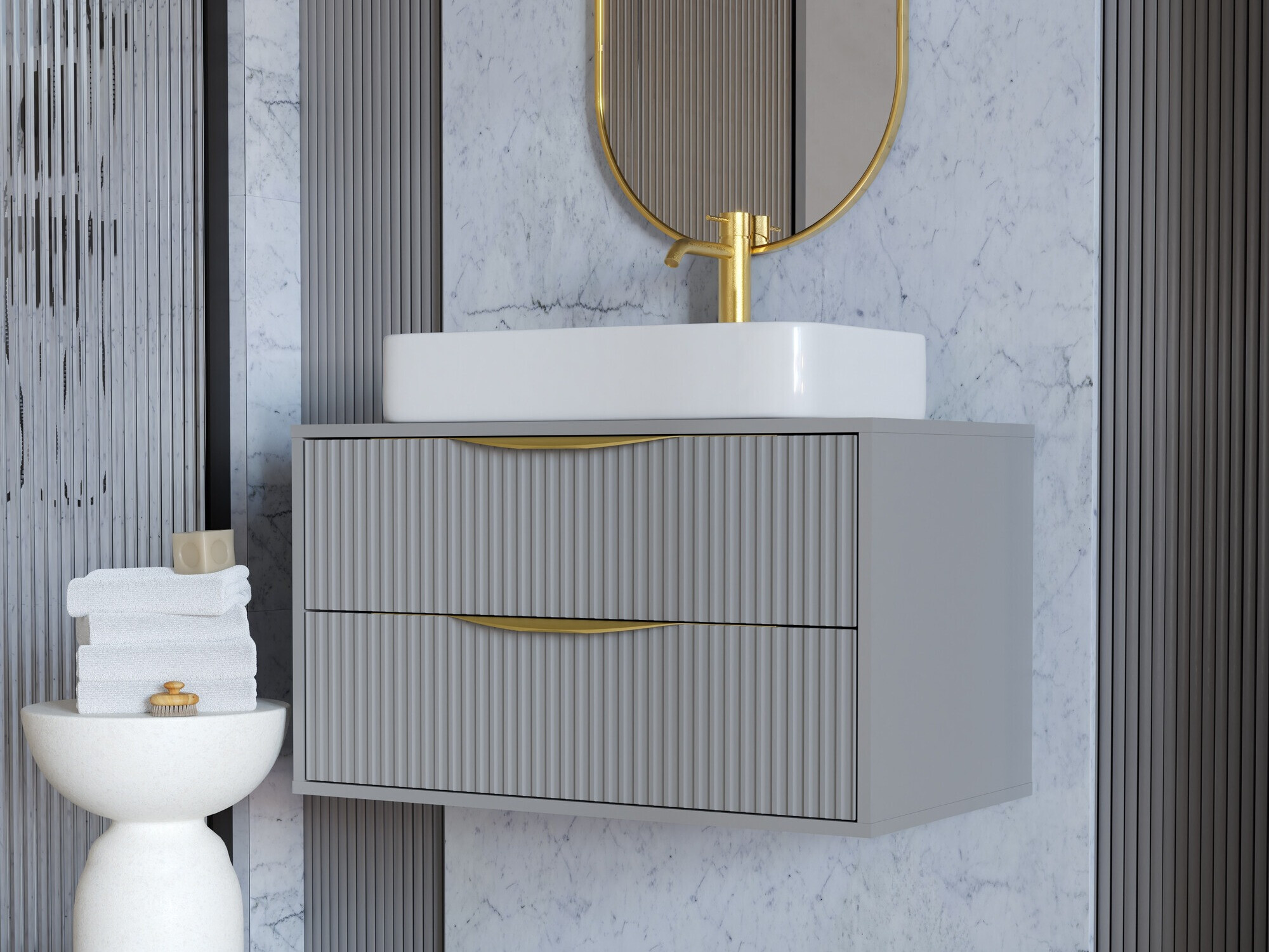 Fali szekrény mosdónak Burleson 163 (Szürke)