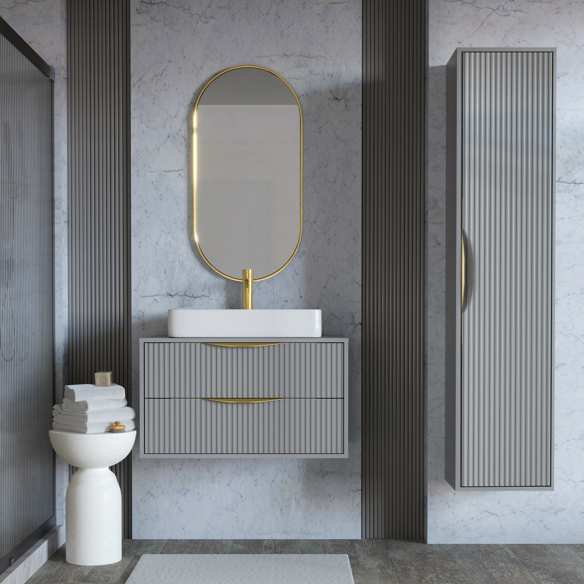 Fali szekrény mosdónak Burleson 163 (Szürke)