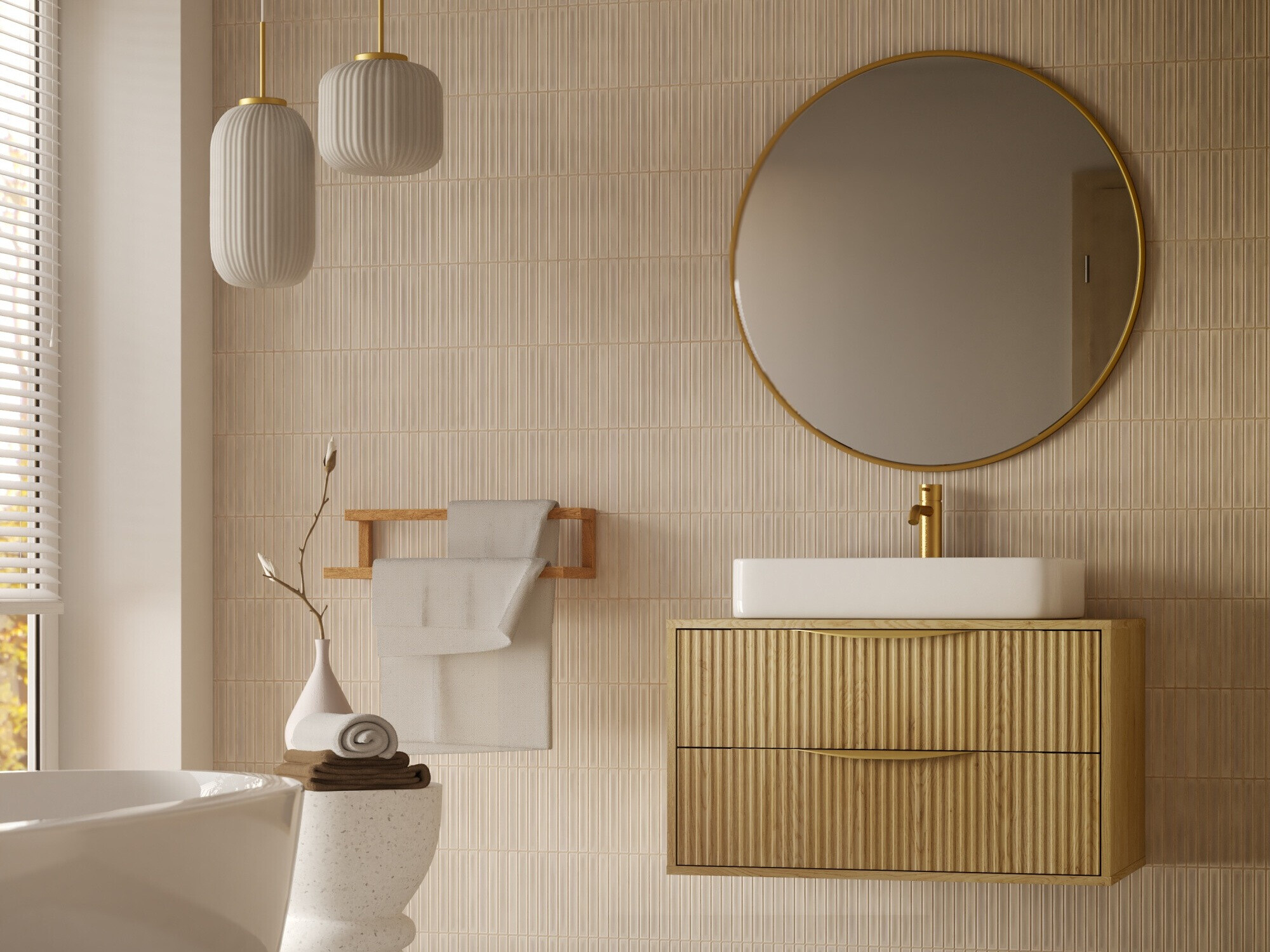 Fali szekrény mosdónak Burleson 163 (Tölgy)