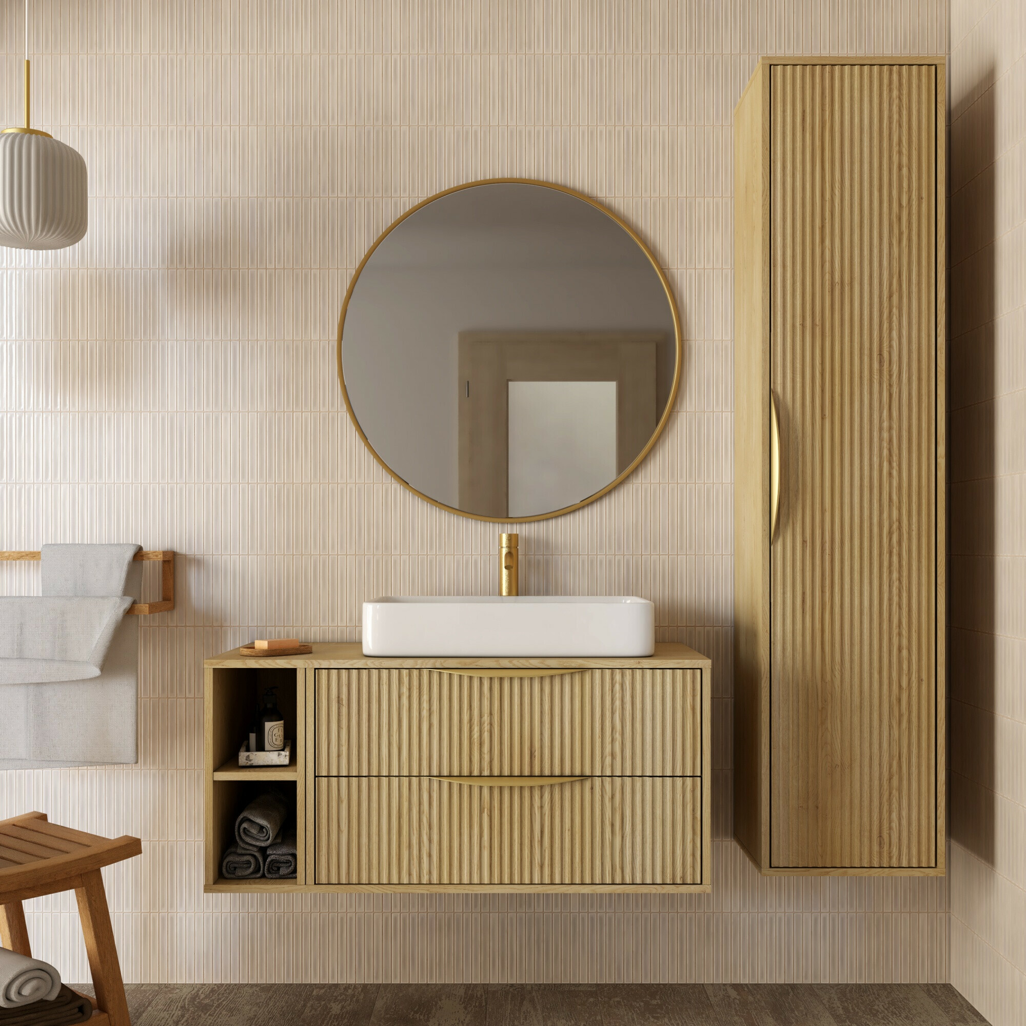 Fali szekrény mosdónak Burleson 163 (Tölgy)