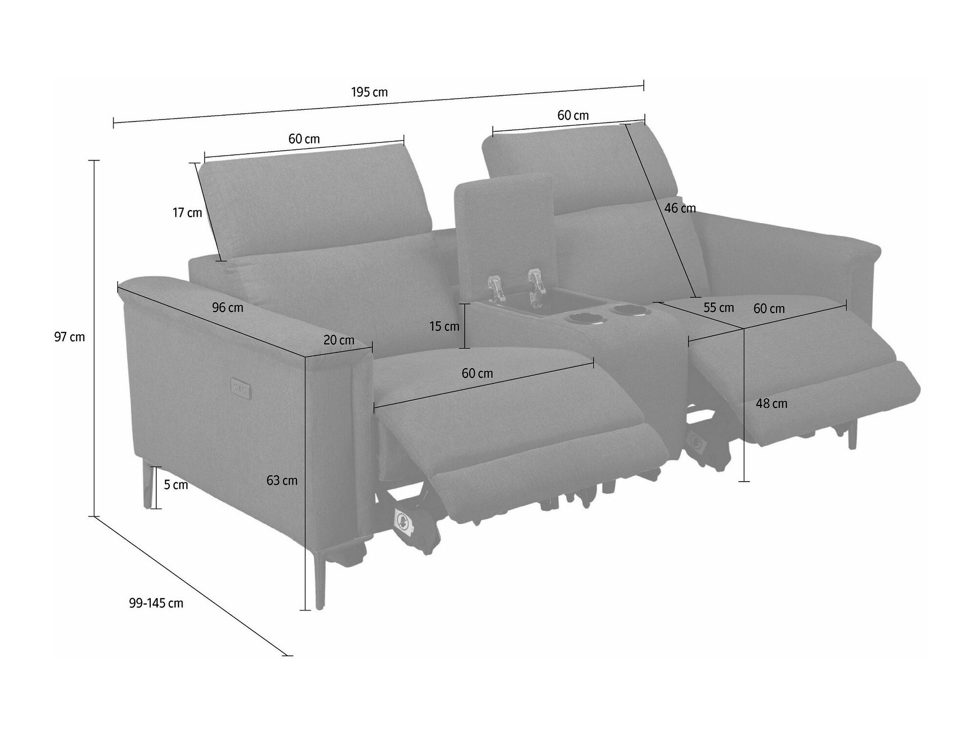 Relax kanapé Denton 1468 (Fekete)