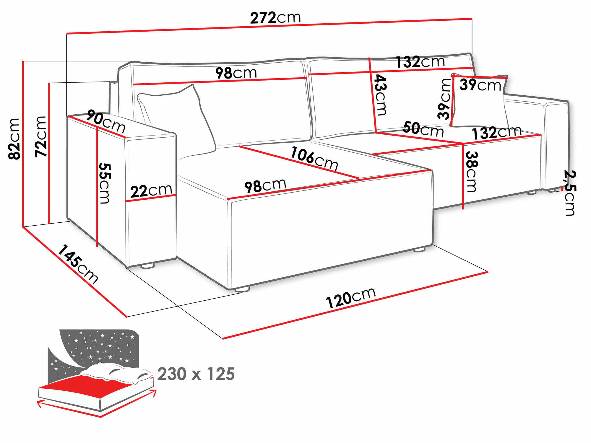Sarokkanapé Shelton 107 (Lima 80)