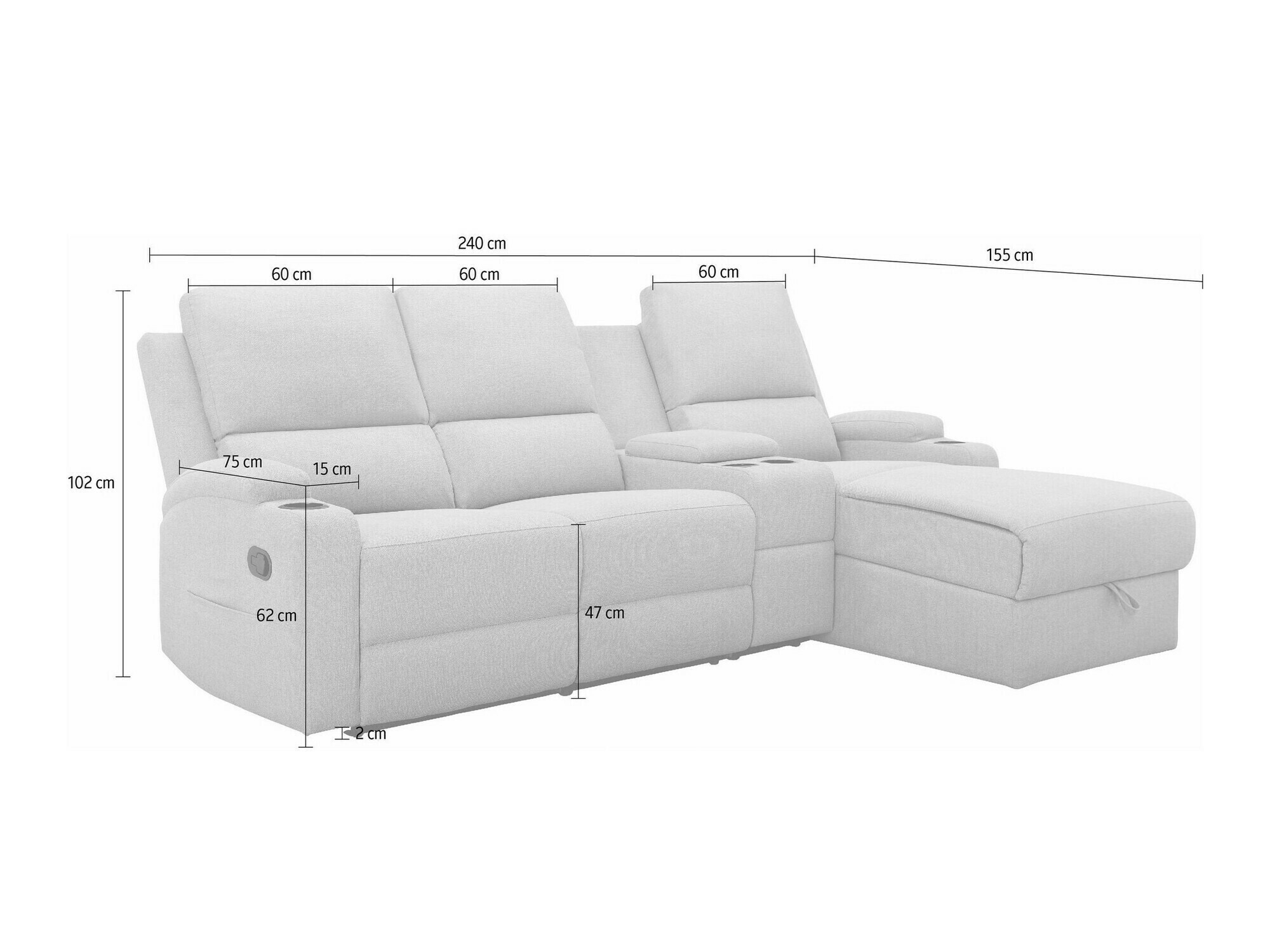 Relax sarokkanapé Denton 1368 (Antracit)