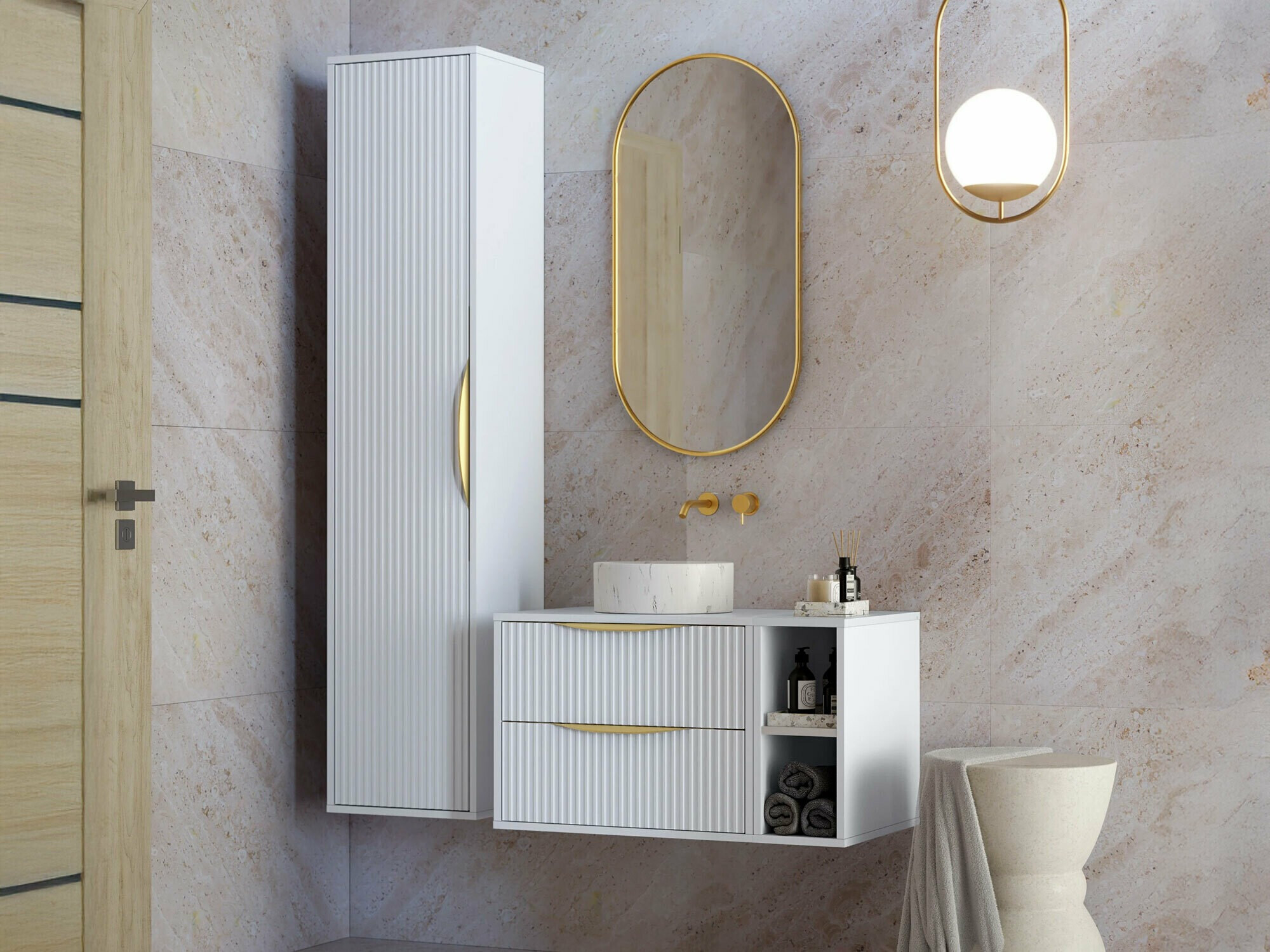 Fürdőszoba garnitúra Levnovi 100 (Fehér)