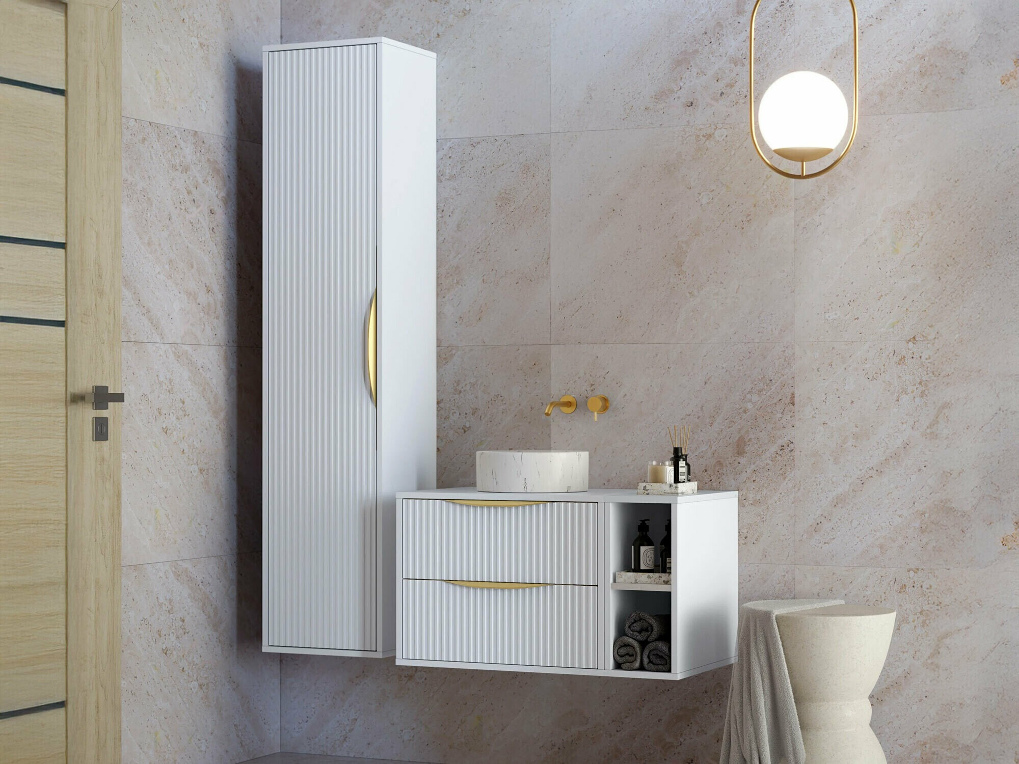 Fürdőszoba garnitúra Levnovi 100 (Fehér)