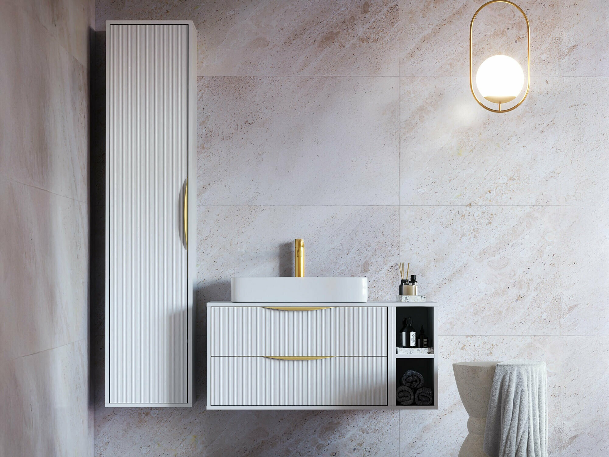 Fürdőszoba garnitúra Levnovi 100 (Fehér)