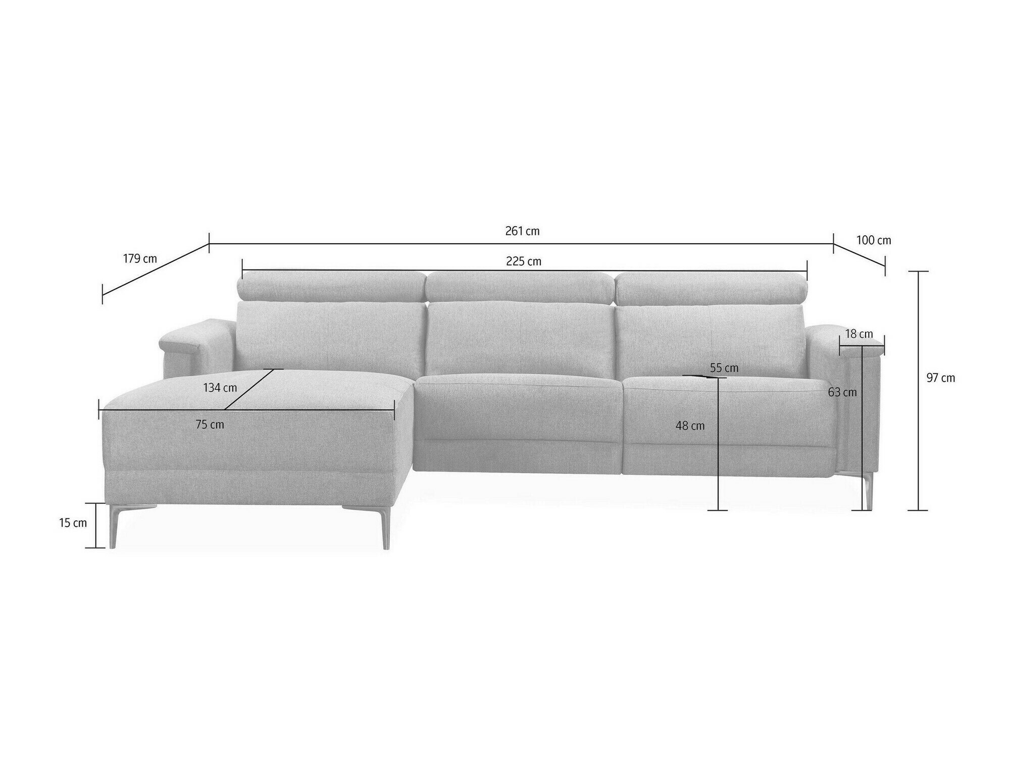 Relax sarokkanapé Denton 1474 (Szürke)