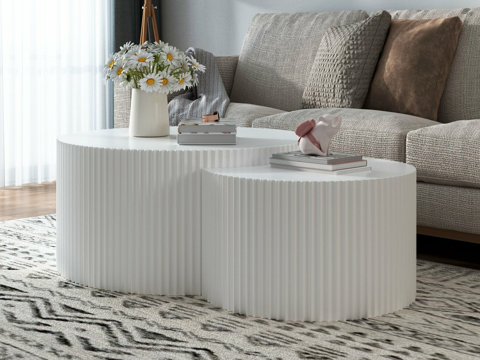 Dohányzóasztal szett Burleson 234 (Fehér)