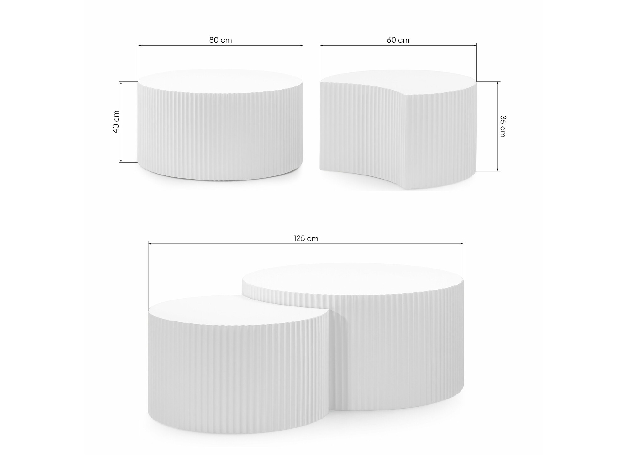 Dohányzóasztal szett Burleson 234 (Fehér)